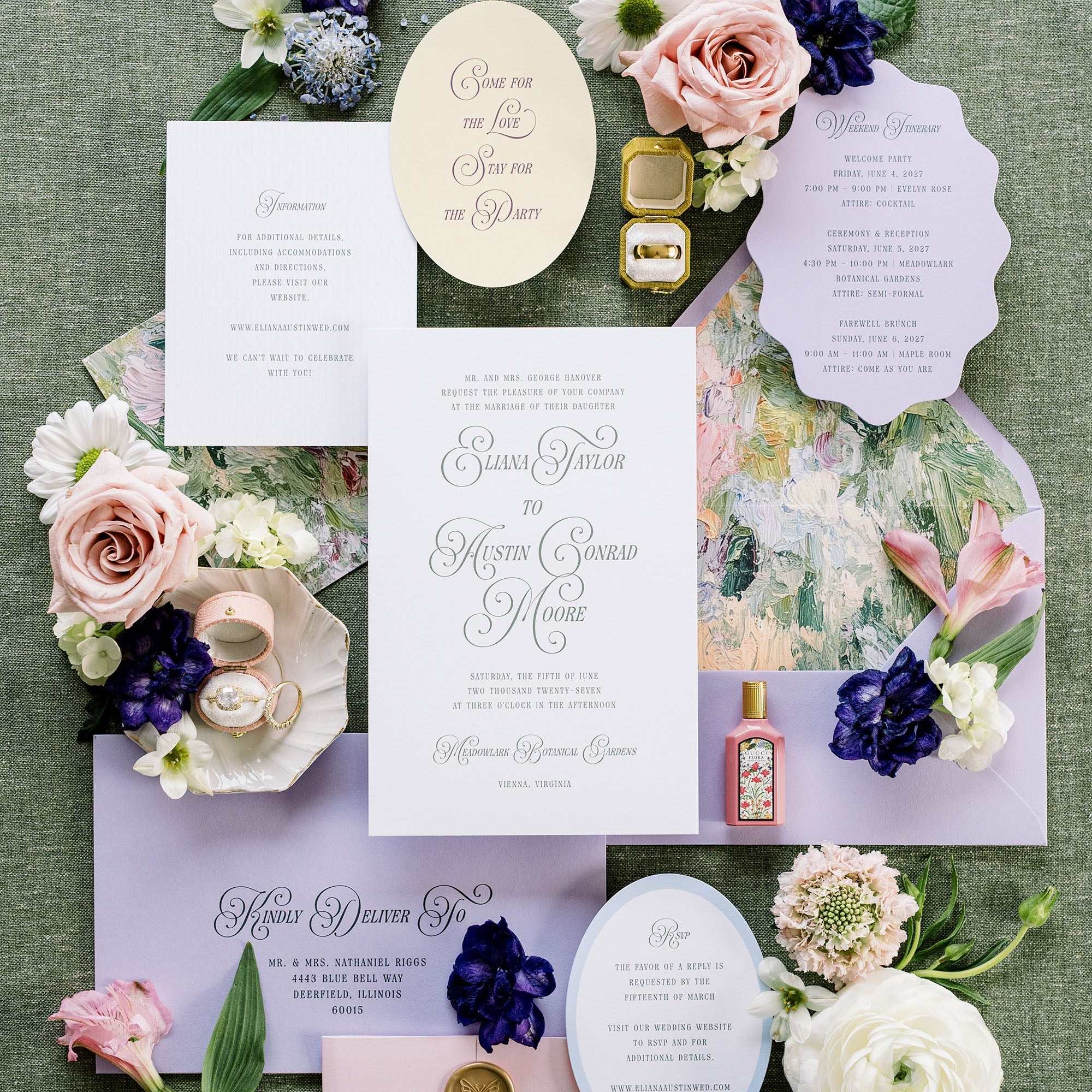 Romantic floral wedding invitation