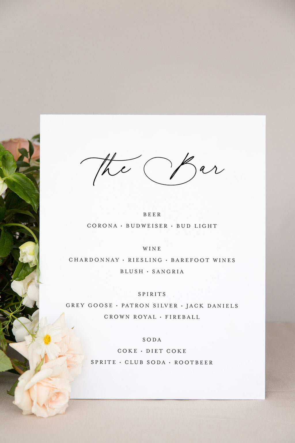 The Krista | Acrylic Wedding Bar Menu