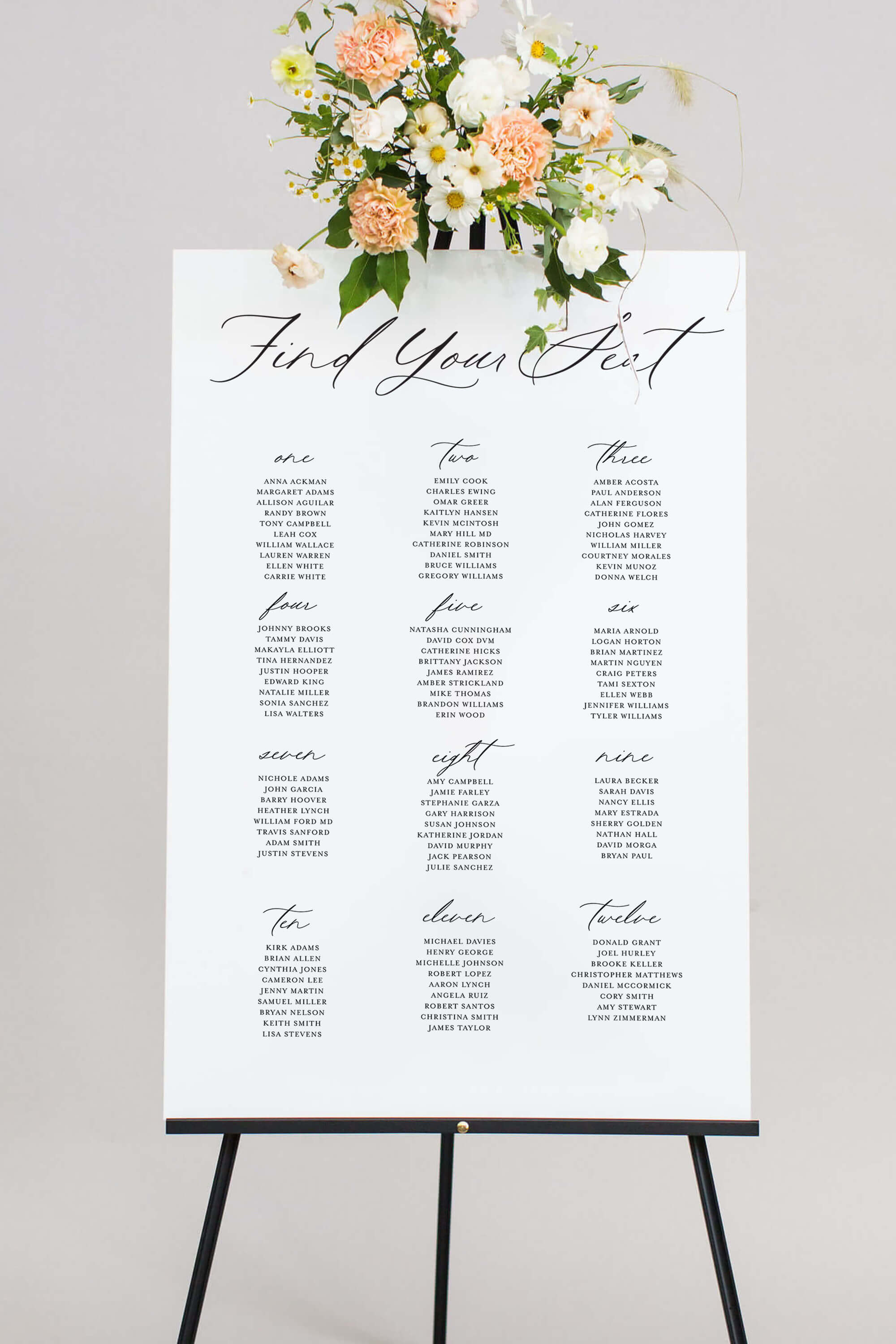 Acrylic Seating Board Wedding Lily Roe Co.