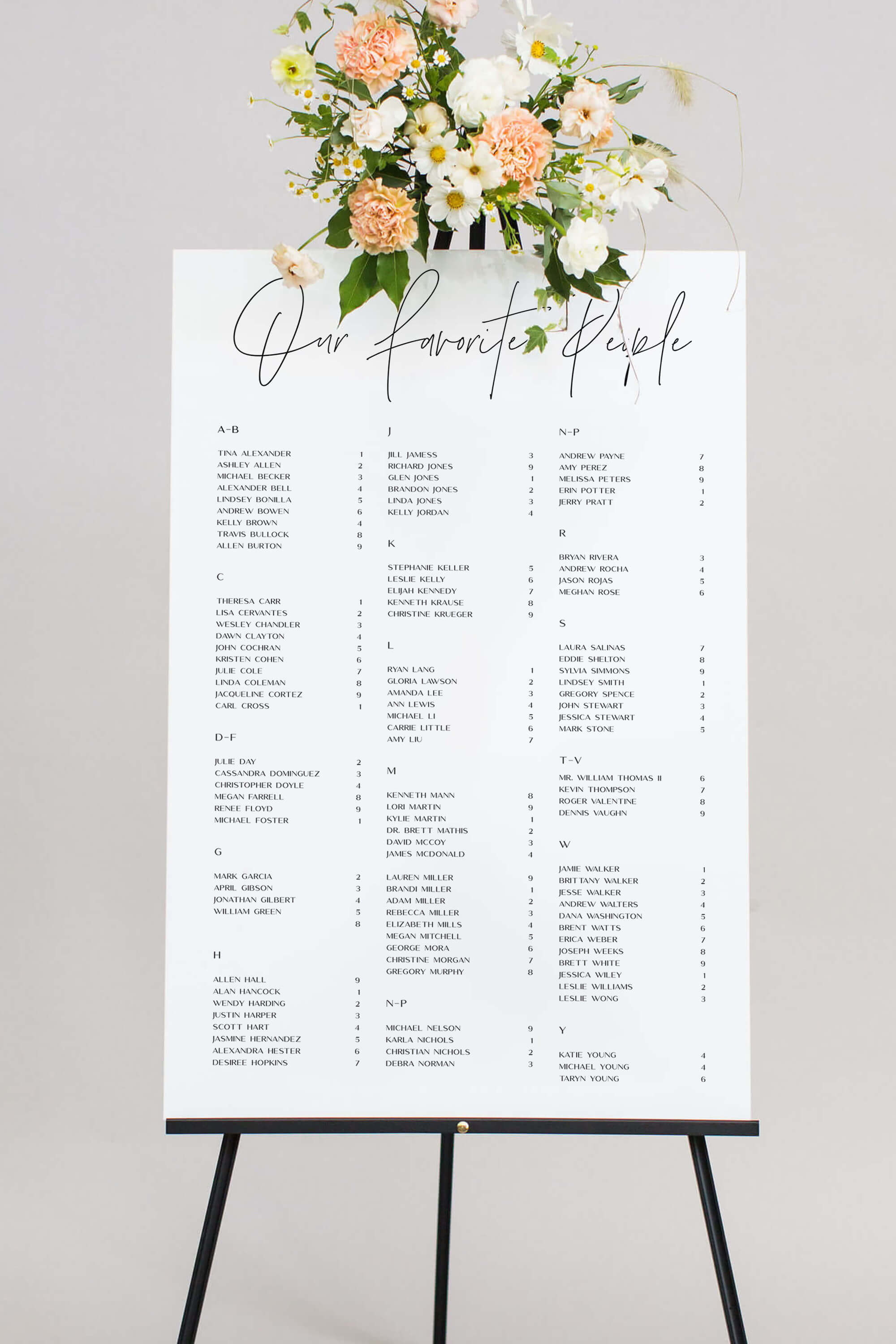 Acrylic Seating Chart Wedding Lily Roe Co.