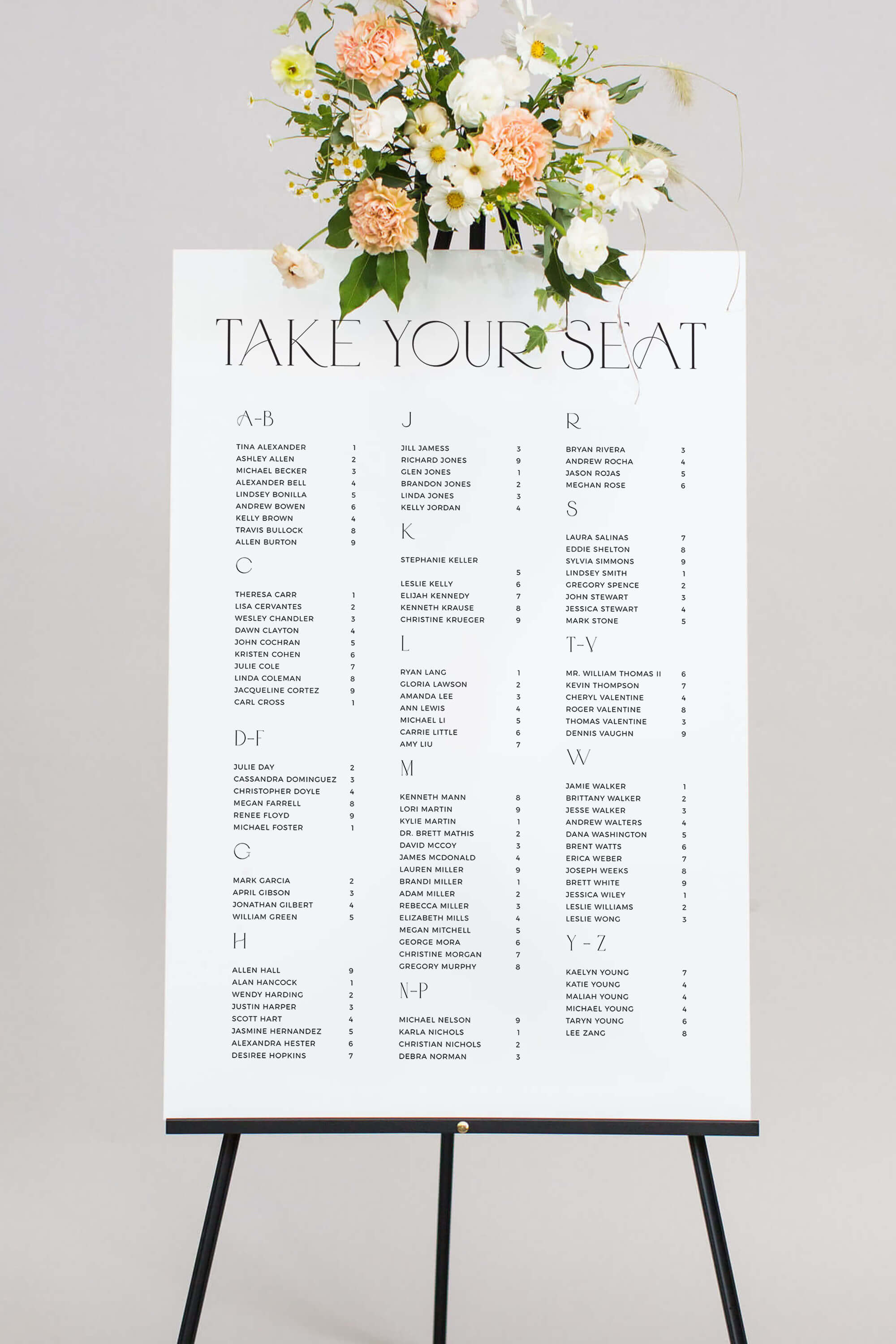 Acrylic Seating Chart White Acrylic Lily Roe Co.