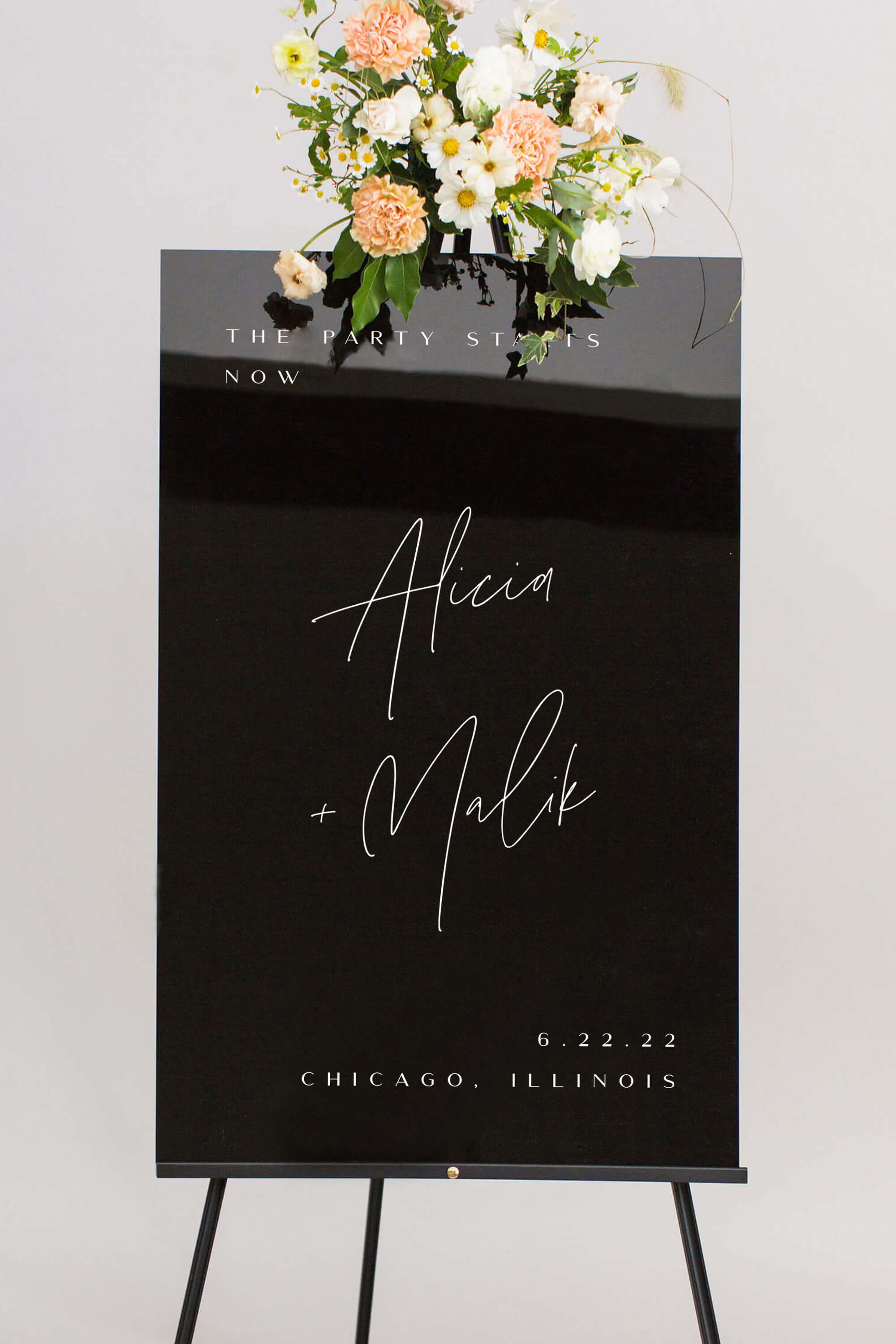 Black Acrylic Wedding Welcome Board Lily Roe Co.