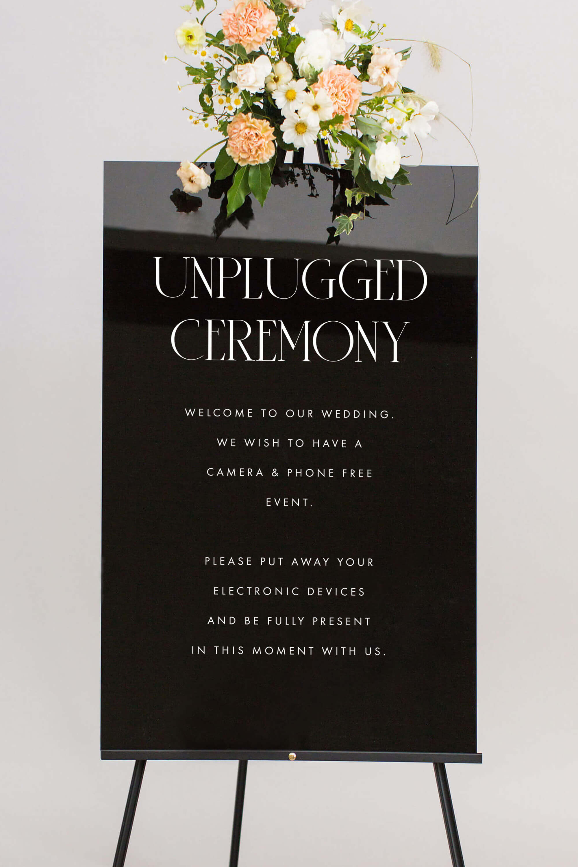 Black Acrylic Welcome To Our Unplugged Wedding Lily Roe Co.
