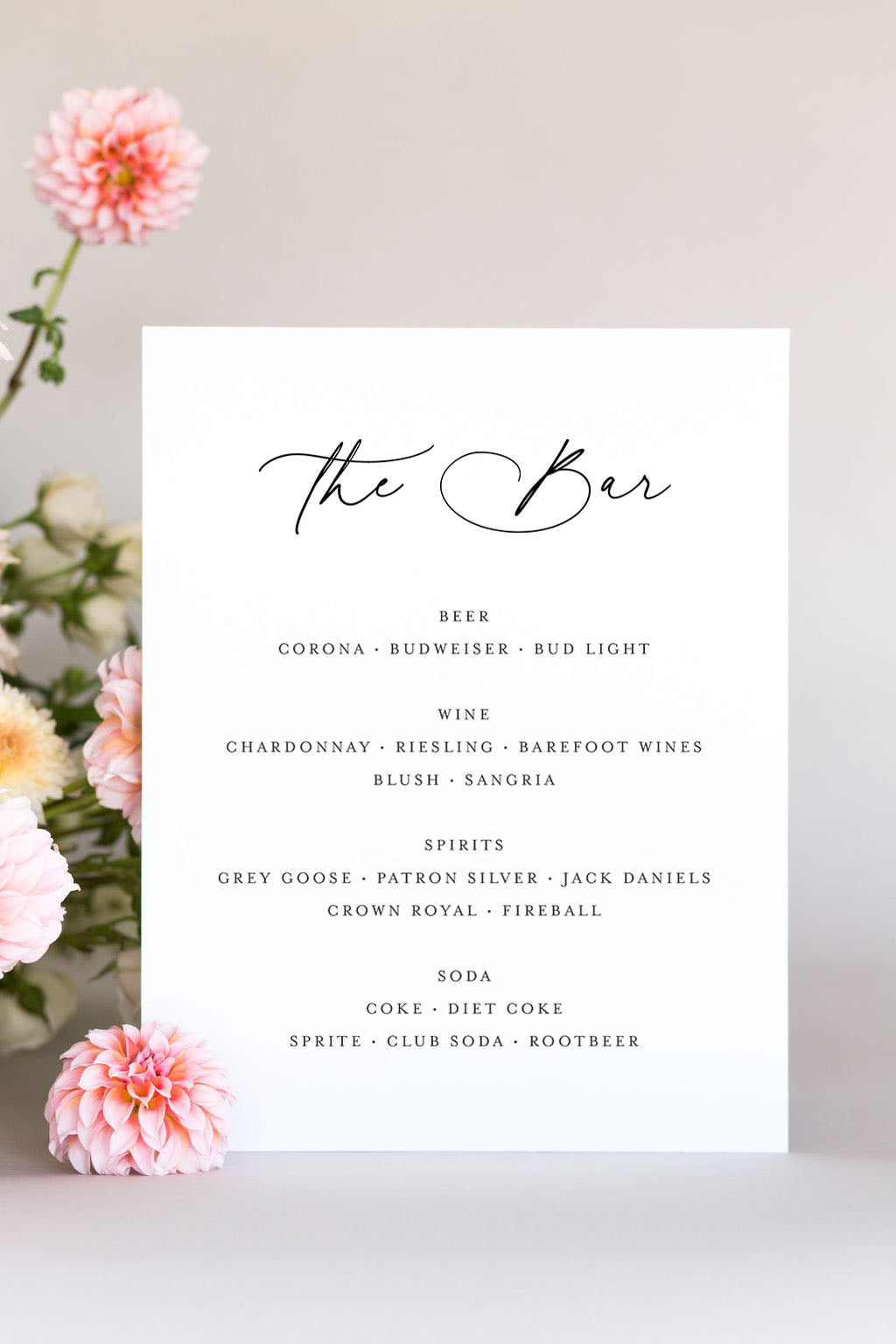 Bar Menu Wedding Sign Lily Roe Co