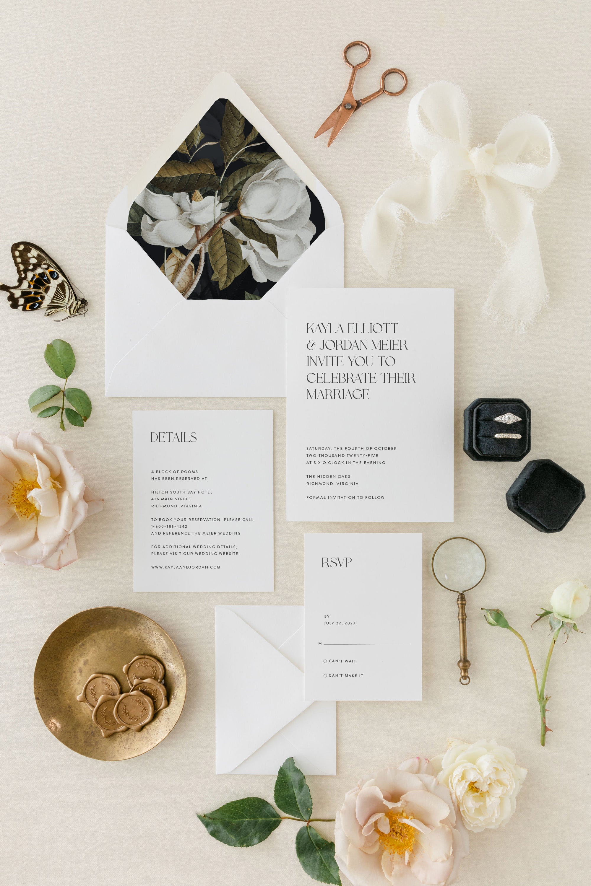 white lily wedding invitations Custom Wedding Invites, 100 / Classic / Letterpress