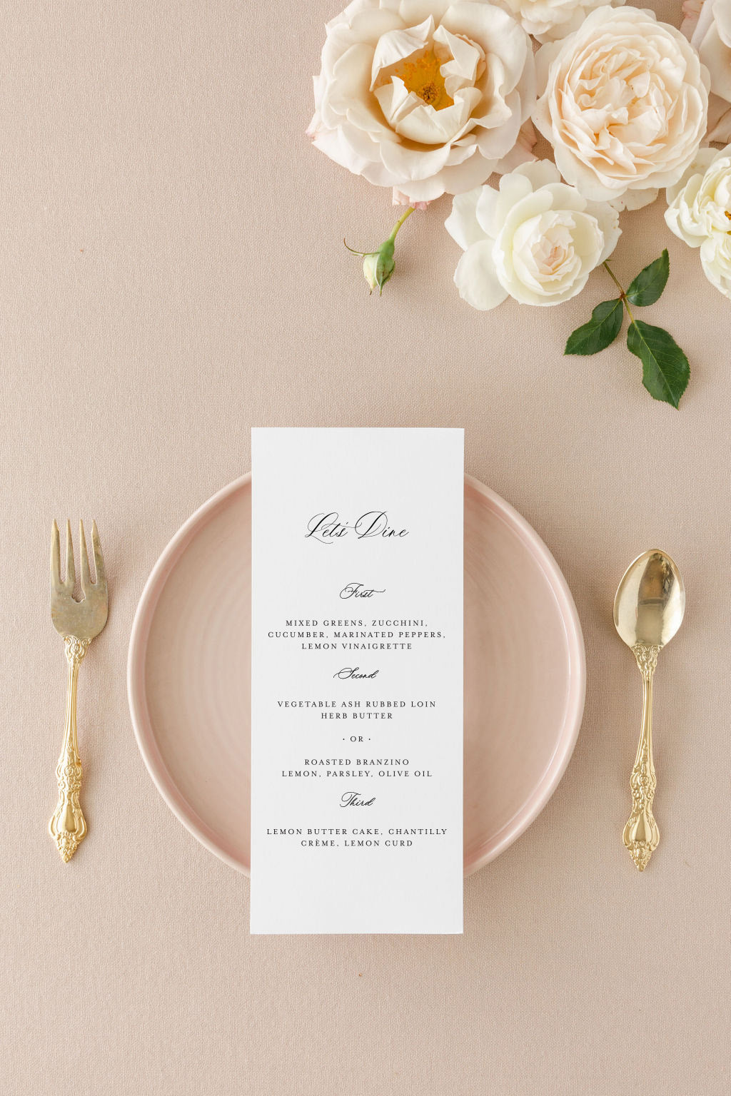 Elegant Wedding Menu | The Caitlyn