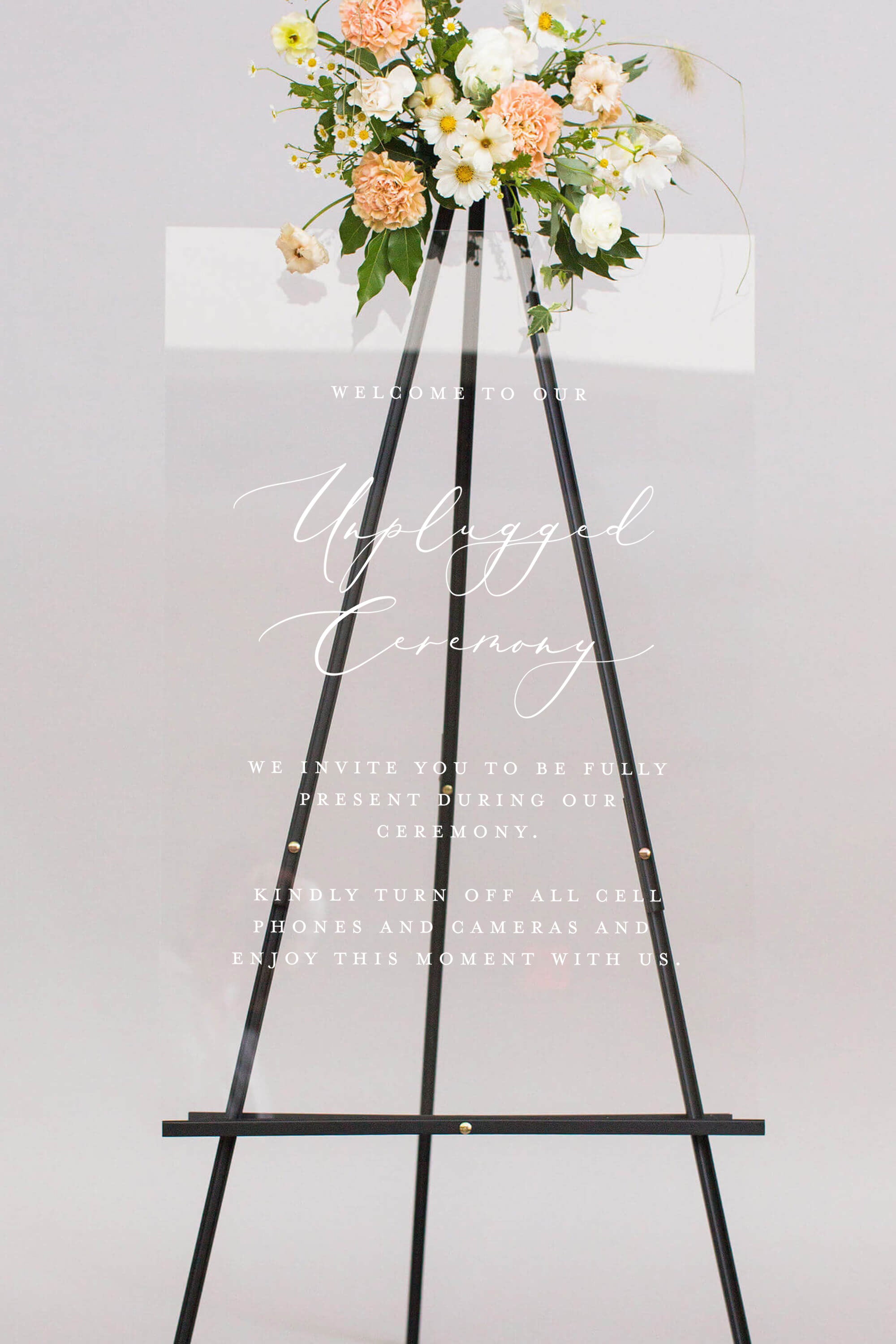 Clear Acrylic Unplugged Wedding Sign Lily Roe Co.