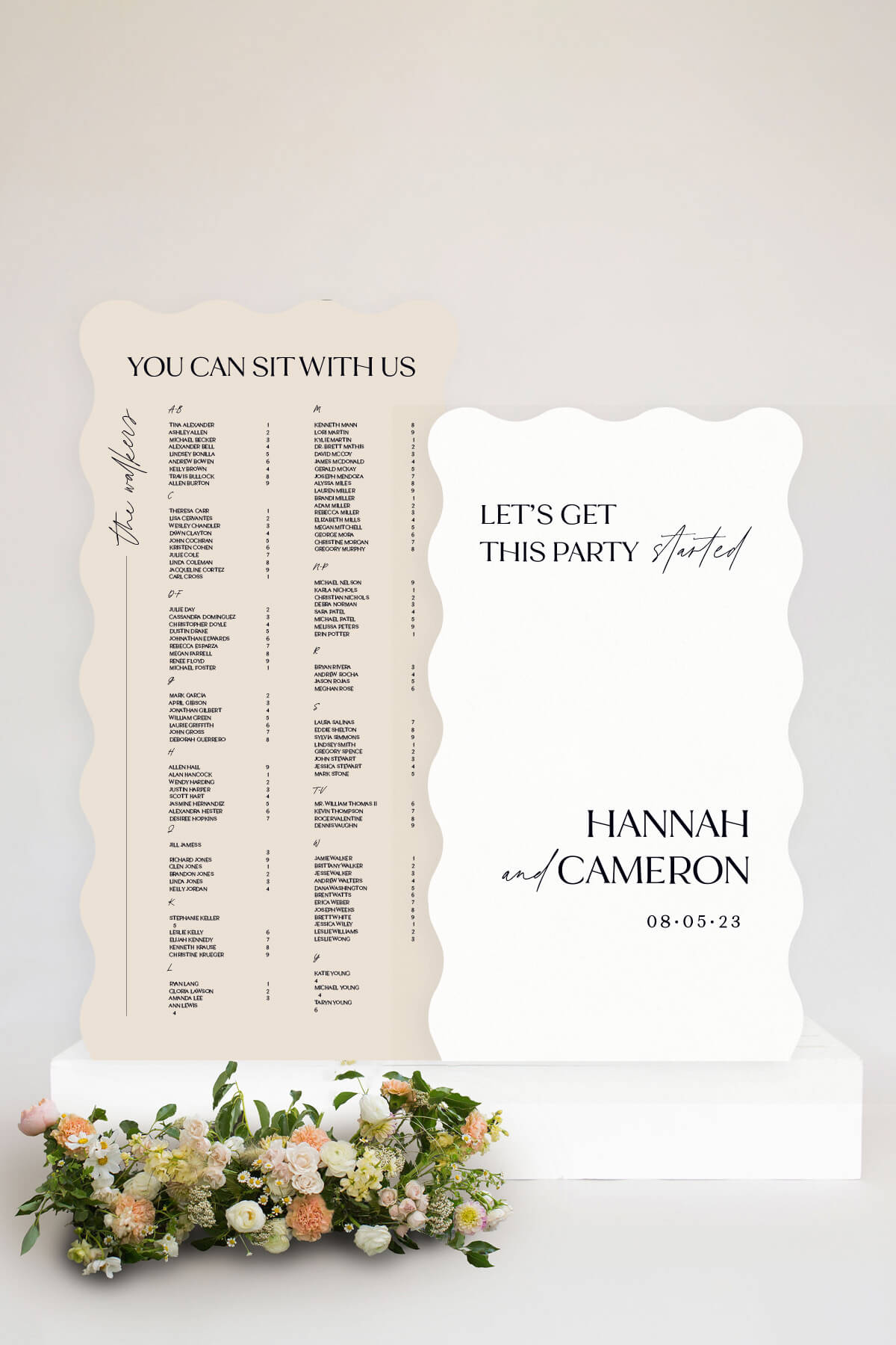 Wavy Welcome Sign & Seating Board The Hannah Lily Roe Co
