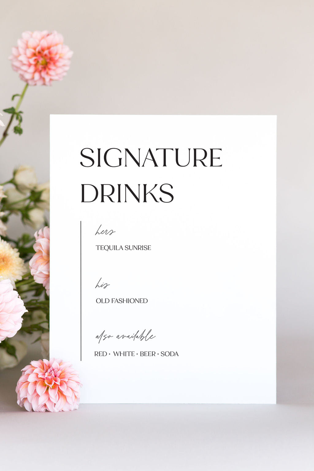 Signature Drinks Bar Sign Lily Roe Co.