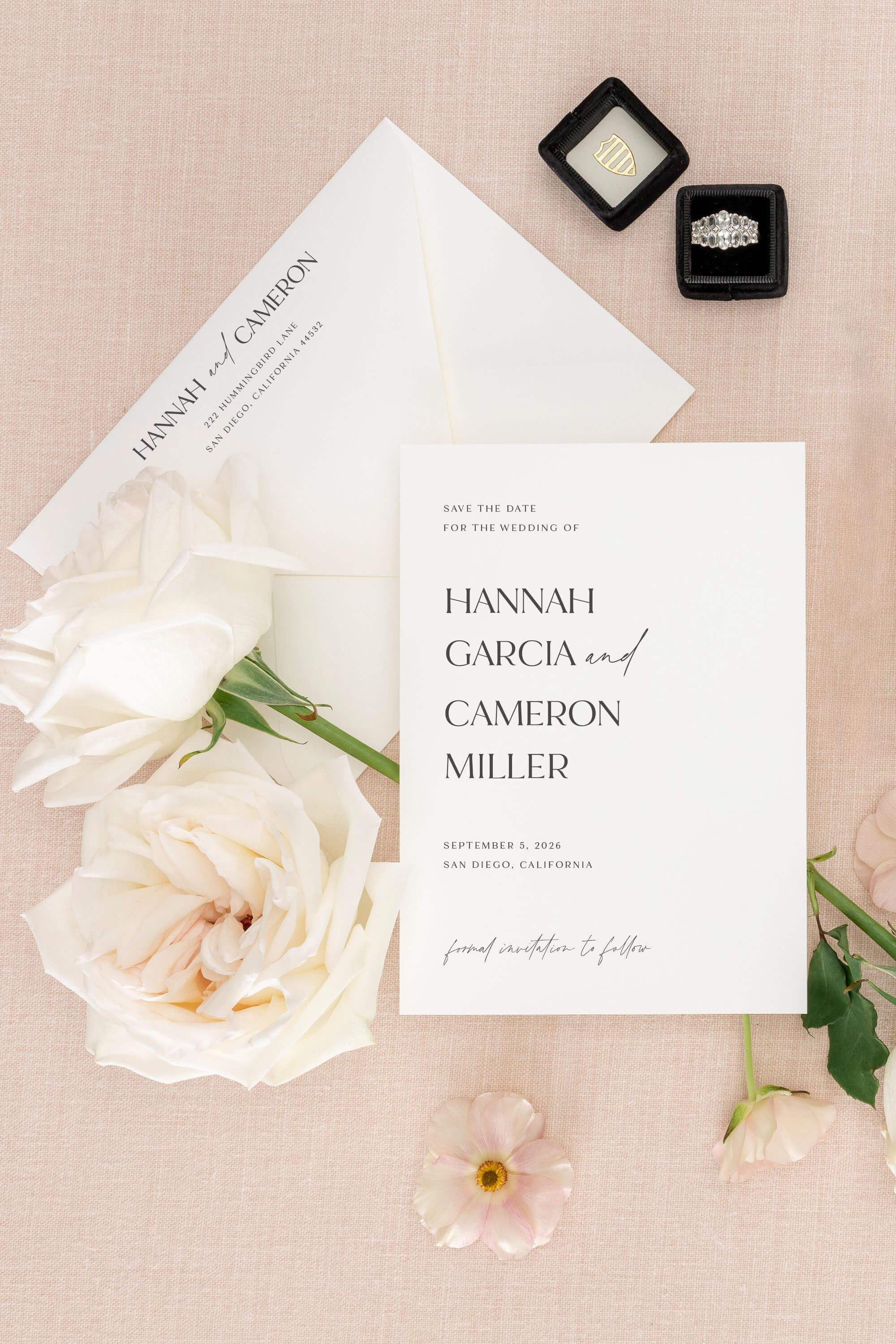 Modern Save The Dates with Envelope Lily Roe Co.