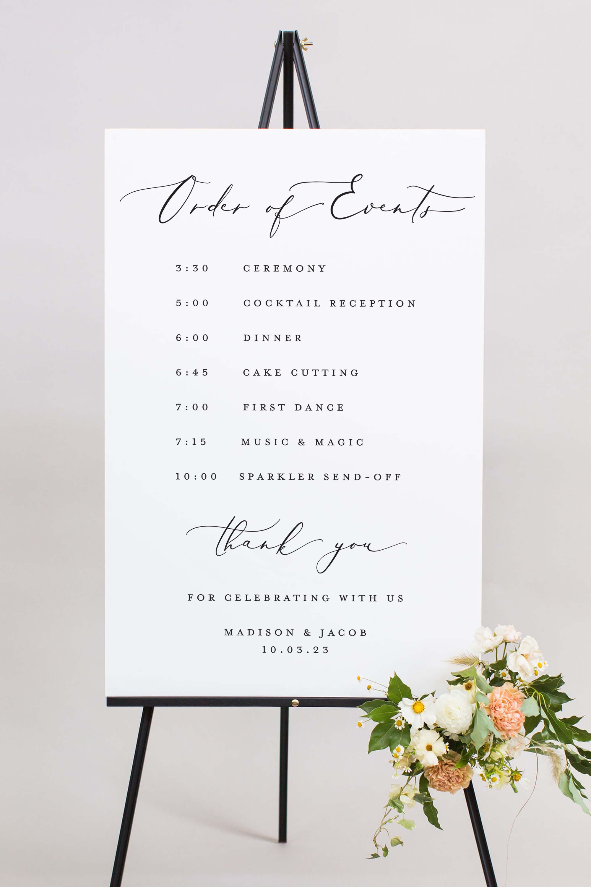 Itinerary Sign Wedding Lily Roe Co.