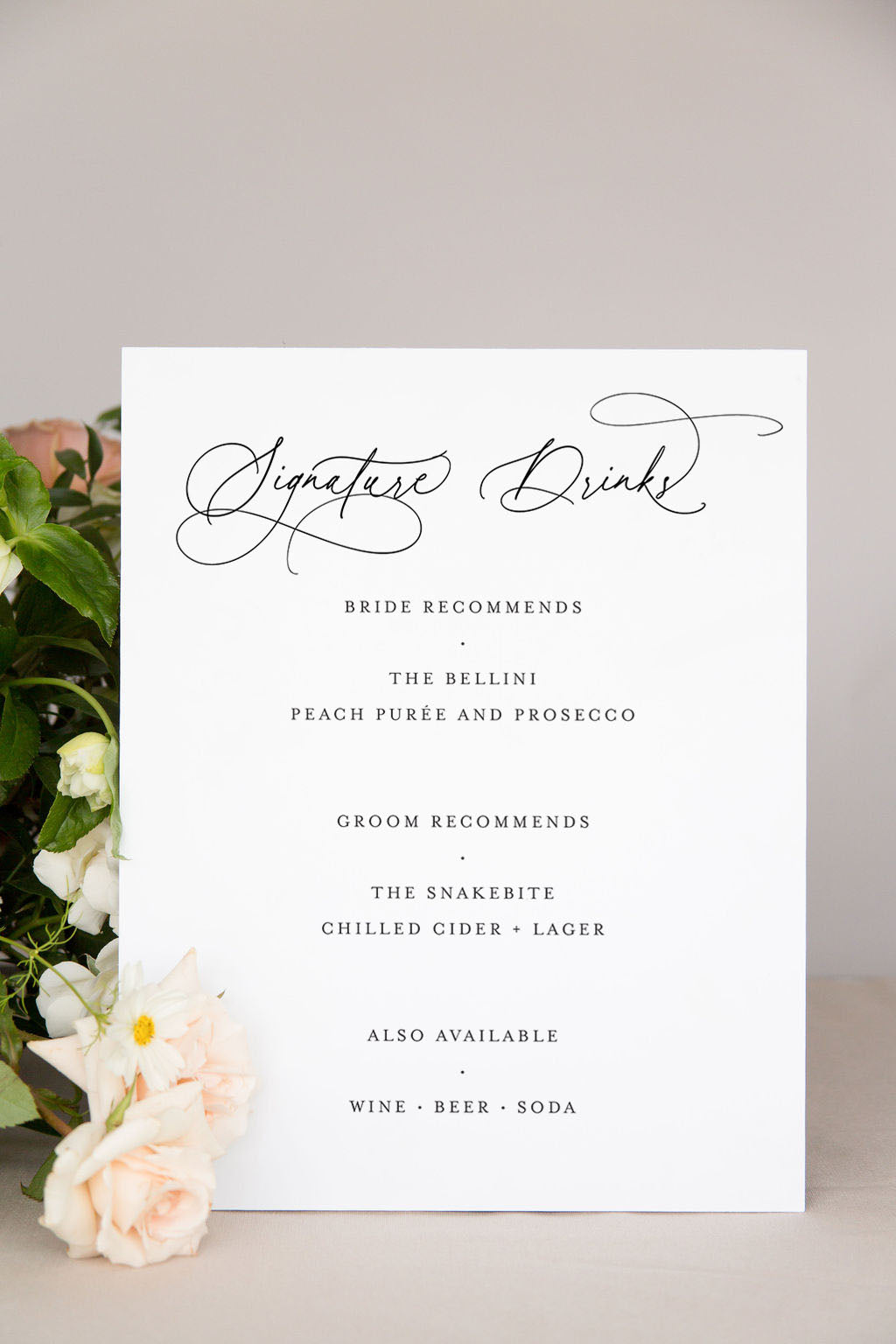 The Krista | Acrylic Wedding Bar Menu