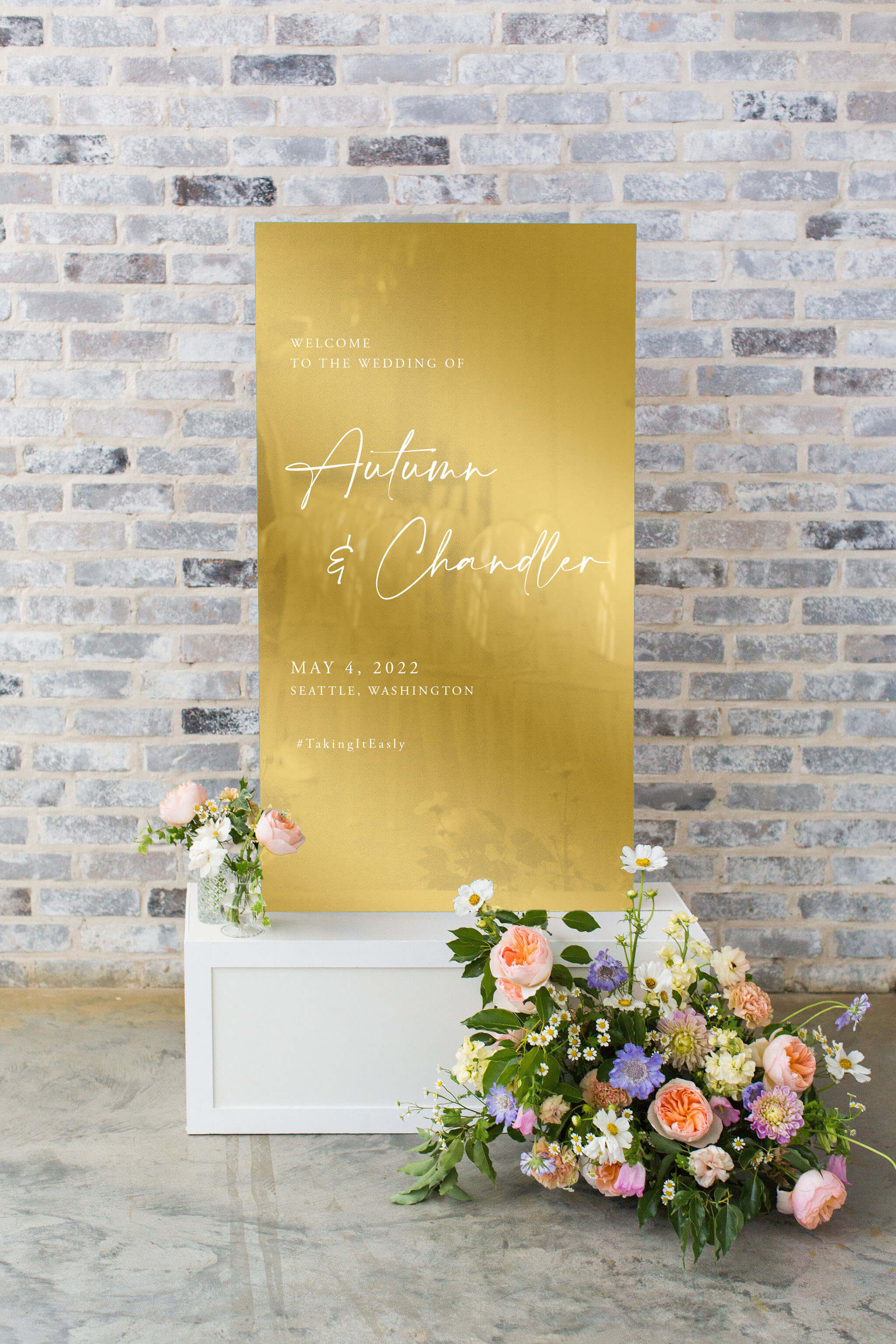 Large Welcome Mirror Wedding Sign Lily Roe Co.