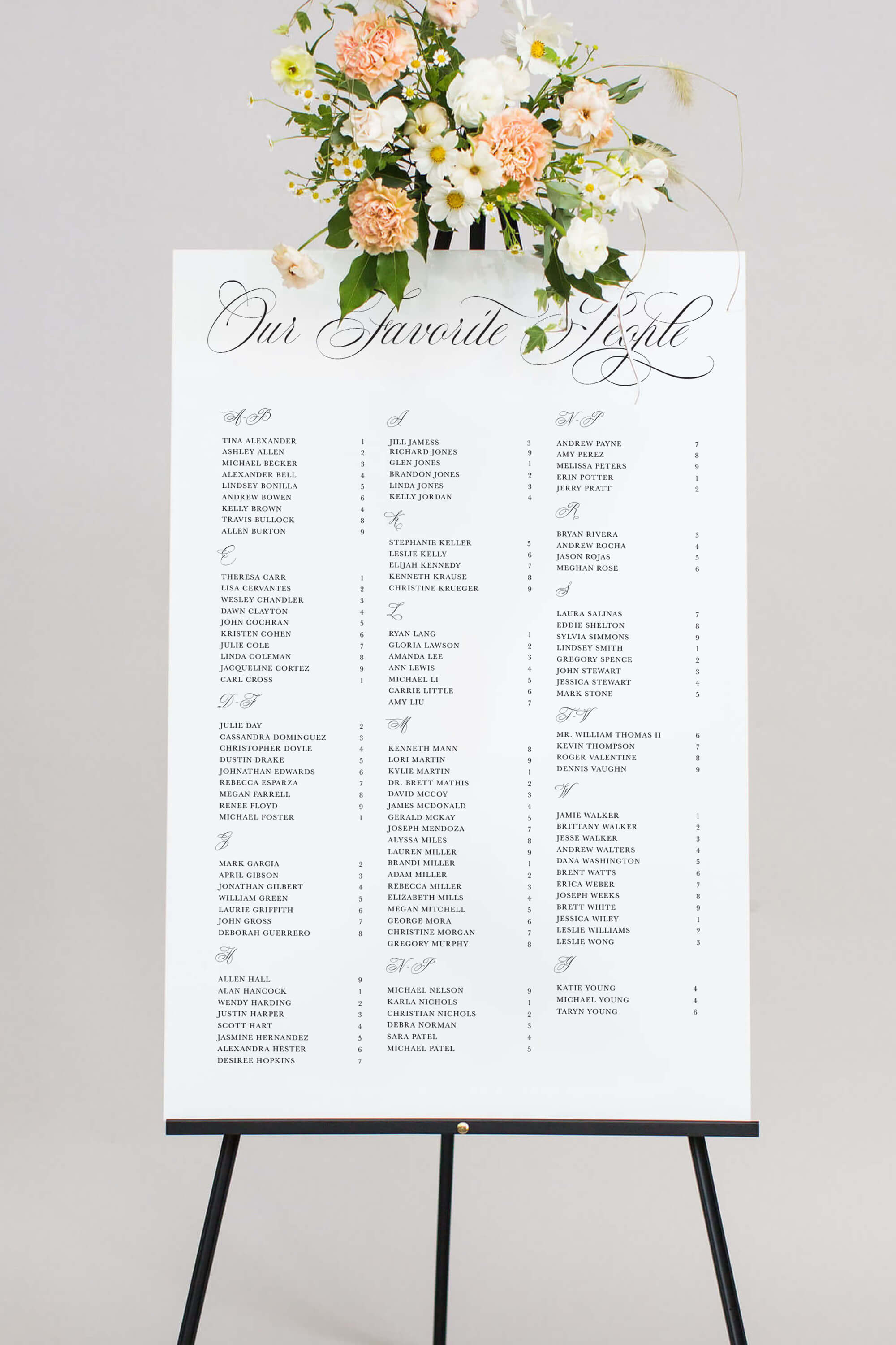 Acrylic Wedding Seating Chart Lily Roe Co. Lillian Design