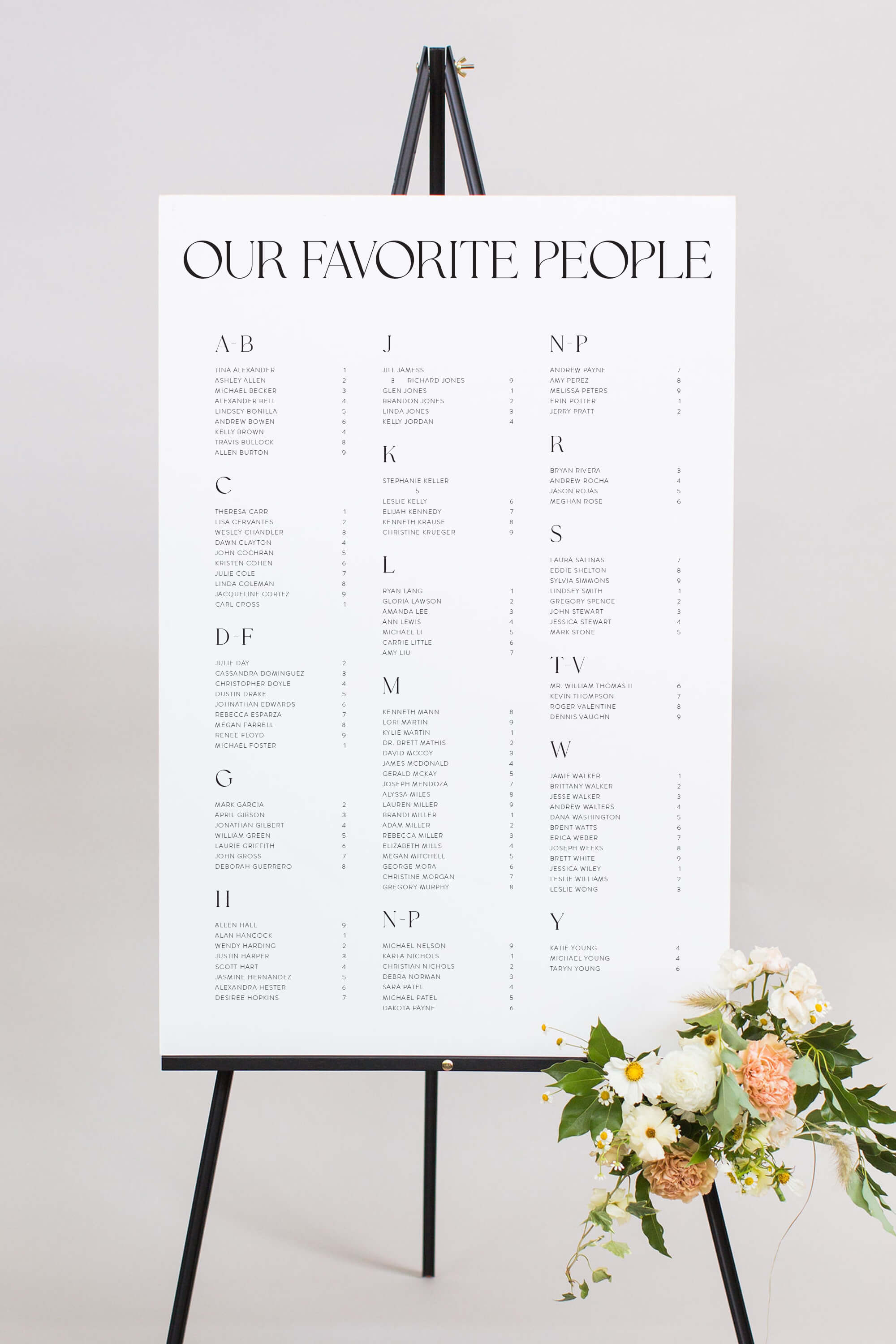 Modern Wedding Seating Chart