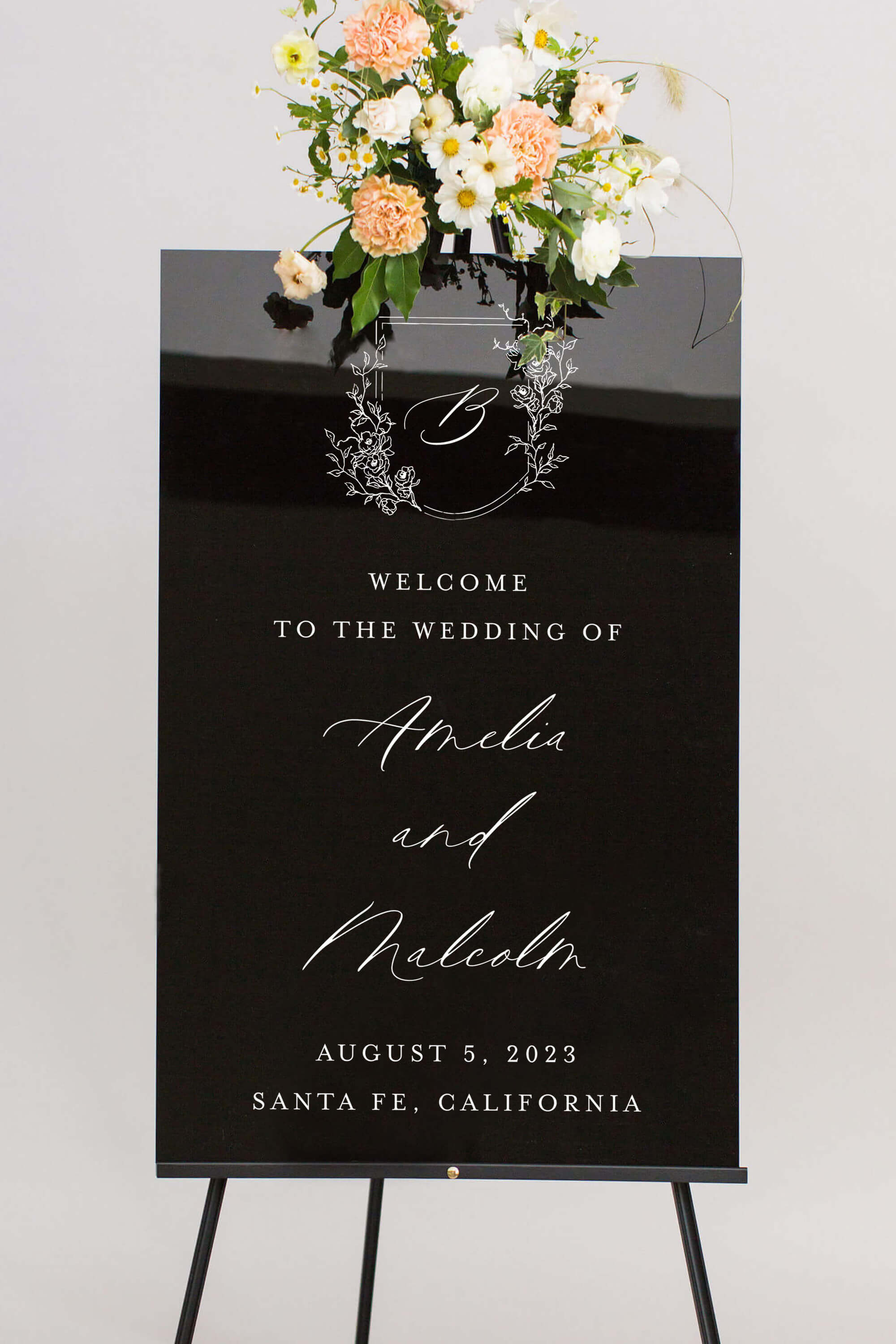 Black Monogram Wedding Sign Lily Roe Co.