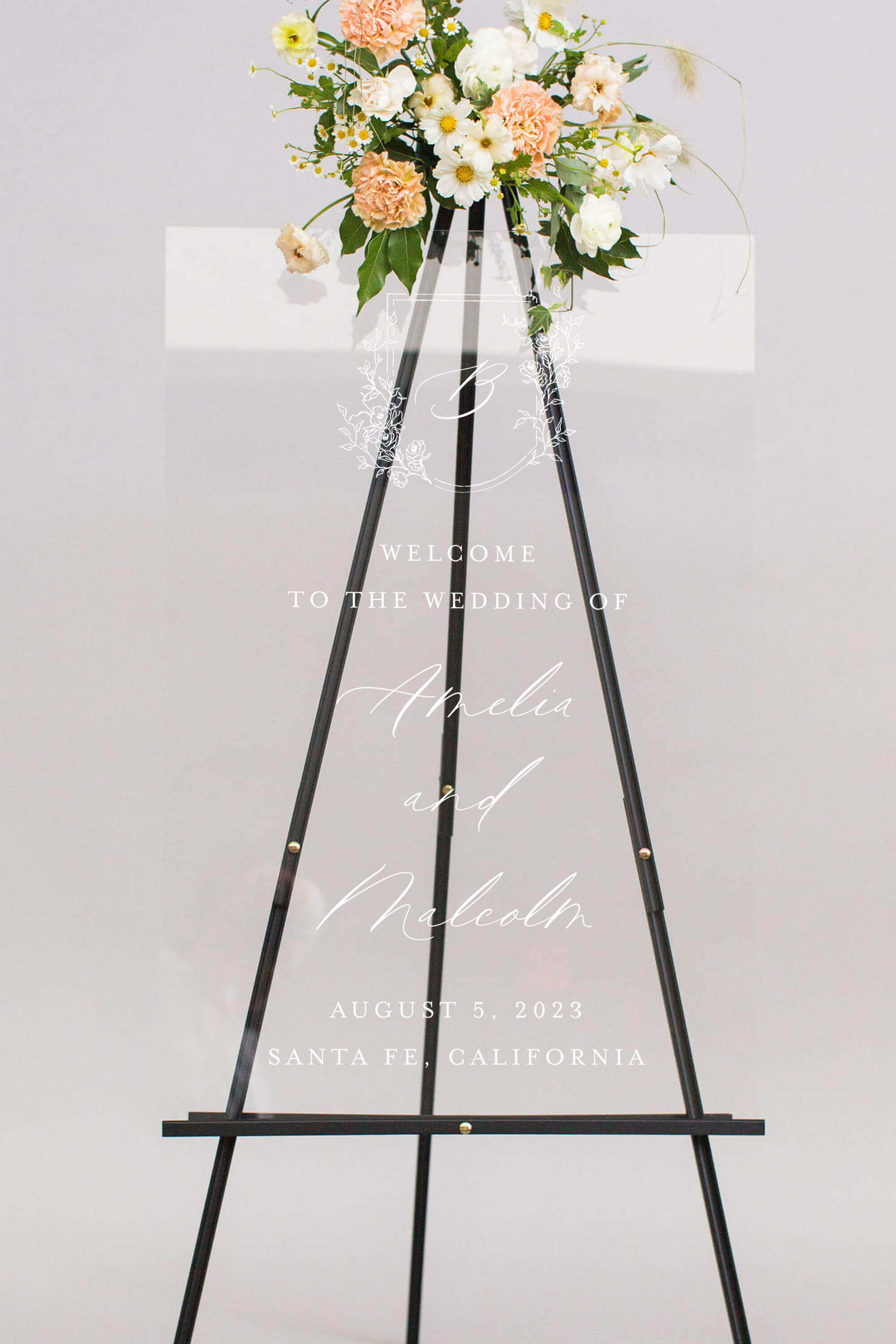 Clear Monogram Wedding Sign Lily Roe Co.