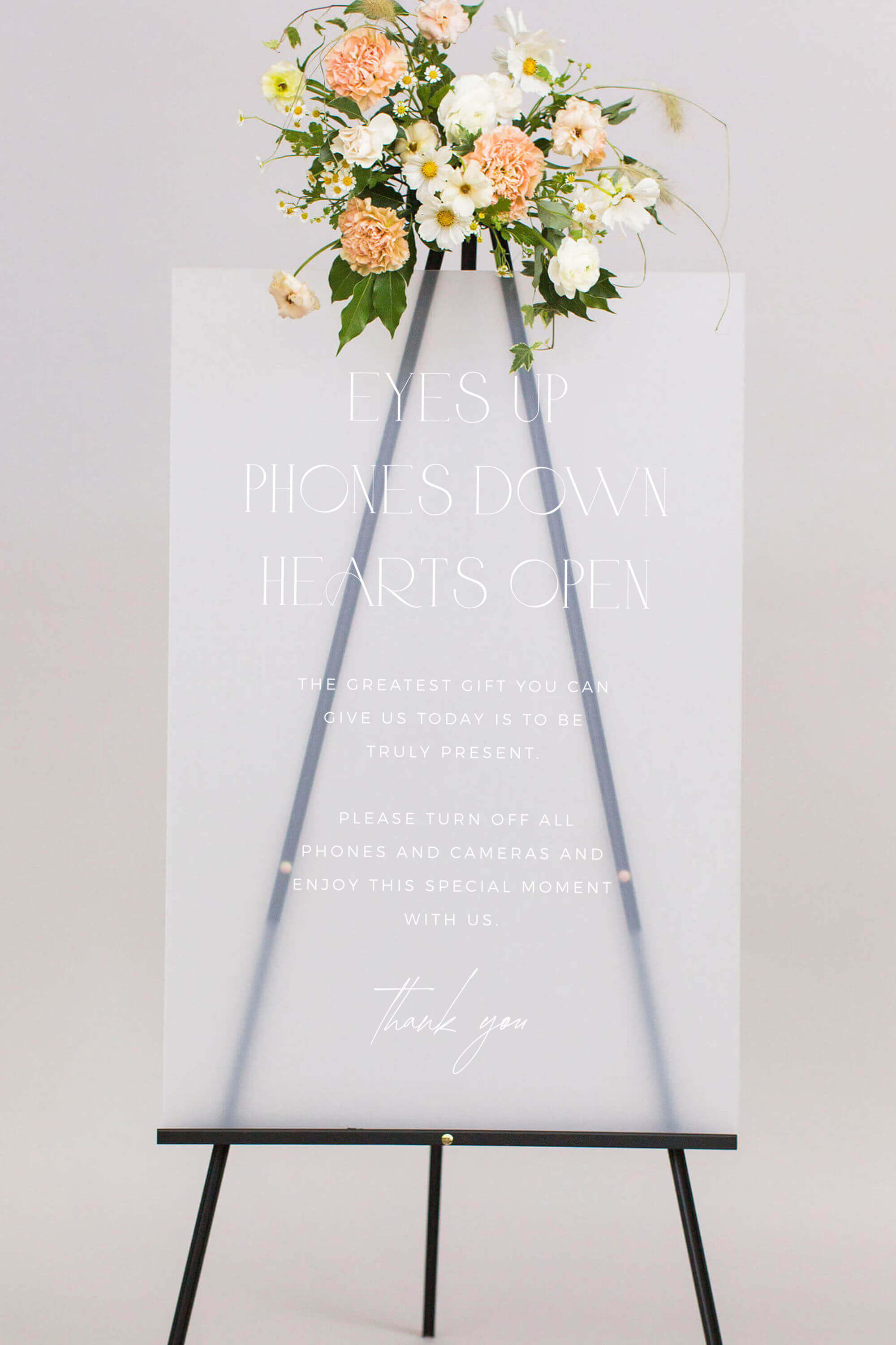 No Phone Wedding Ceremony Sign Frosted Acrylic Lily Roe Co.
