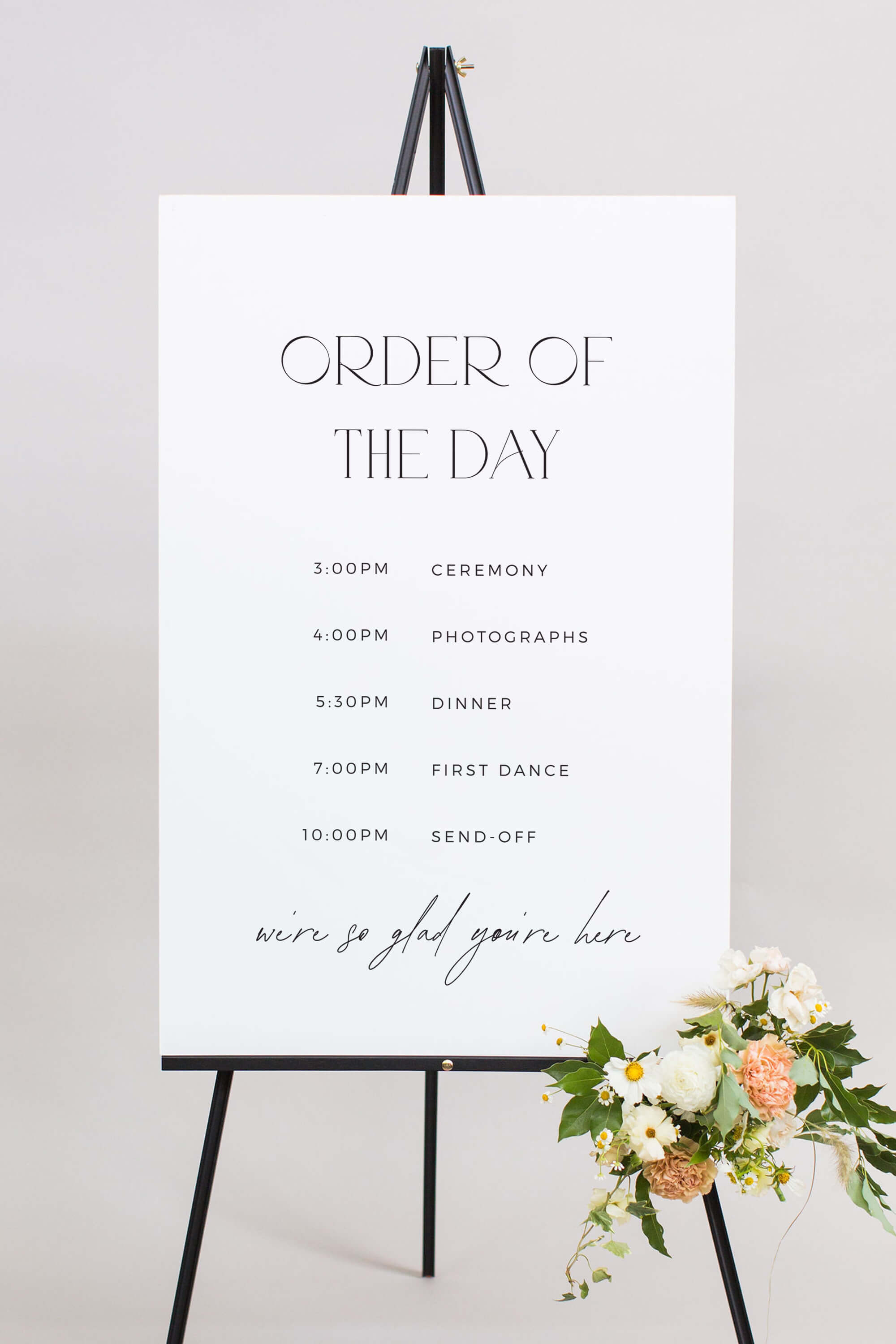 Order of events ceremony sign white lily roe co