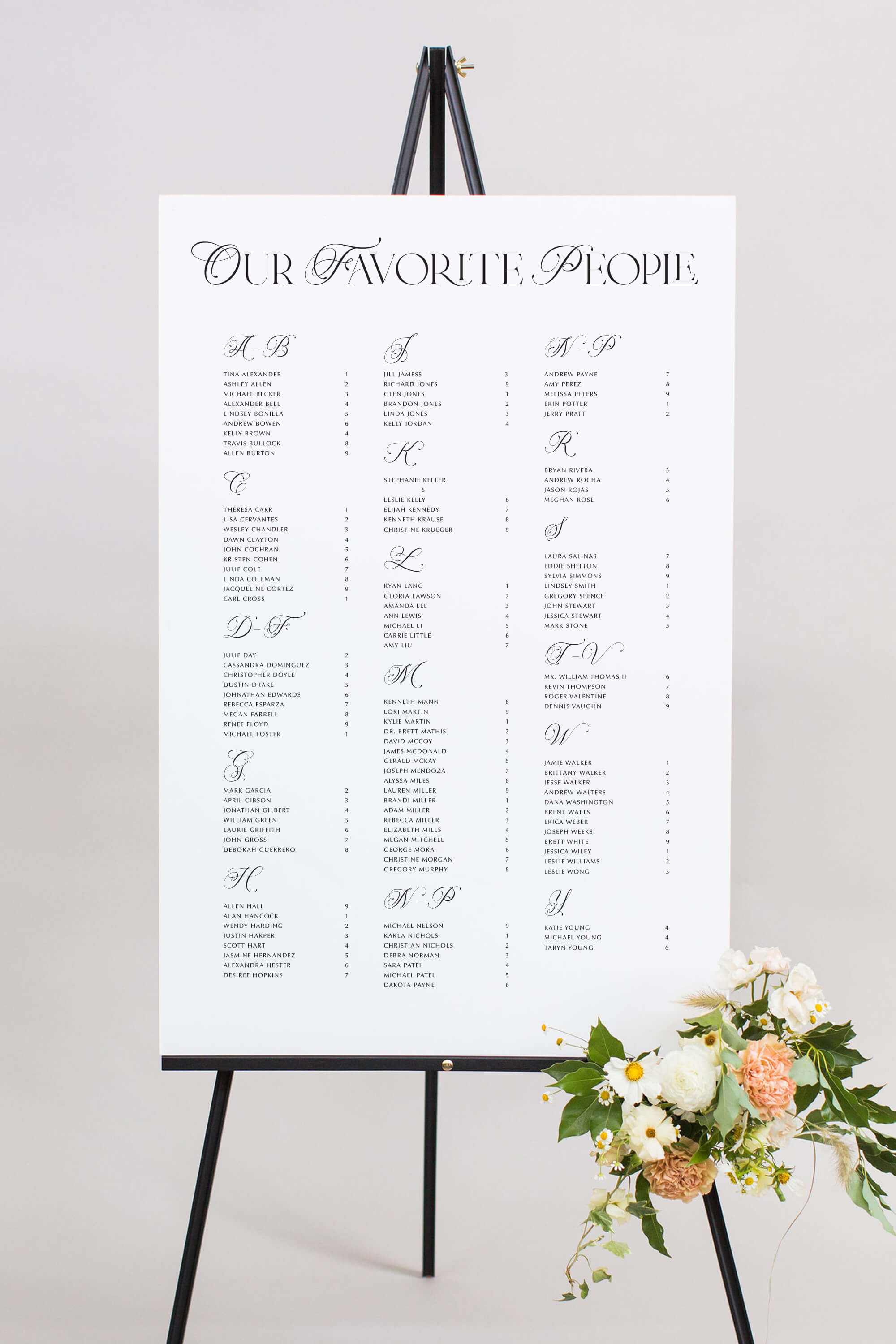 Our Favorite People Seating Chart