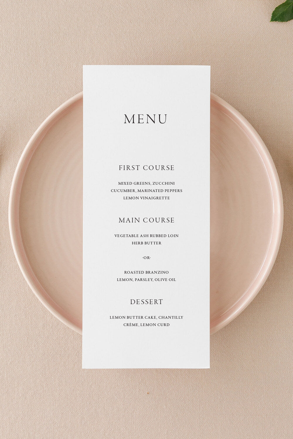 Simple Wedding Menu Cards Lily Roe Co.