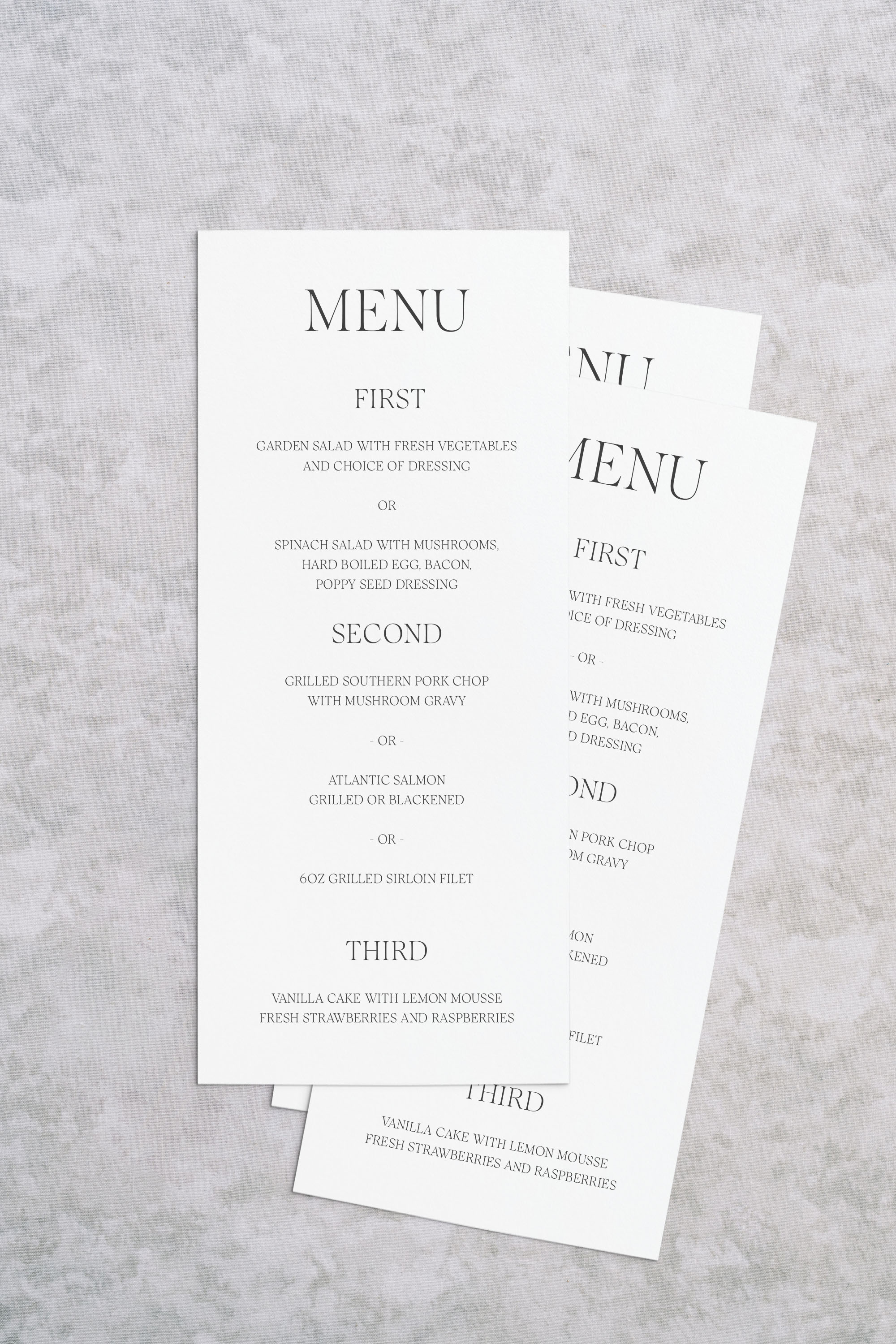 The Slate Wedding Menu Card