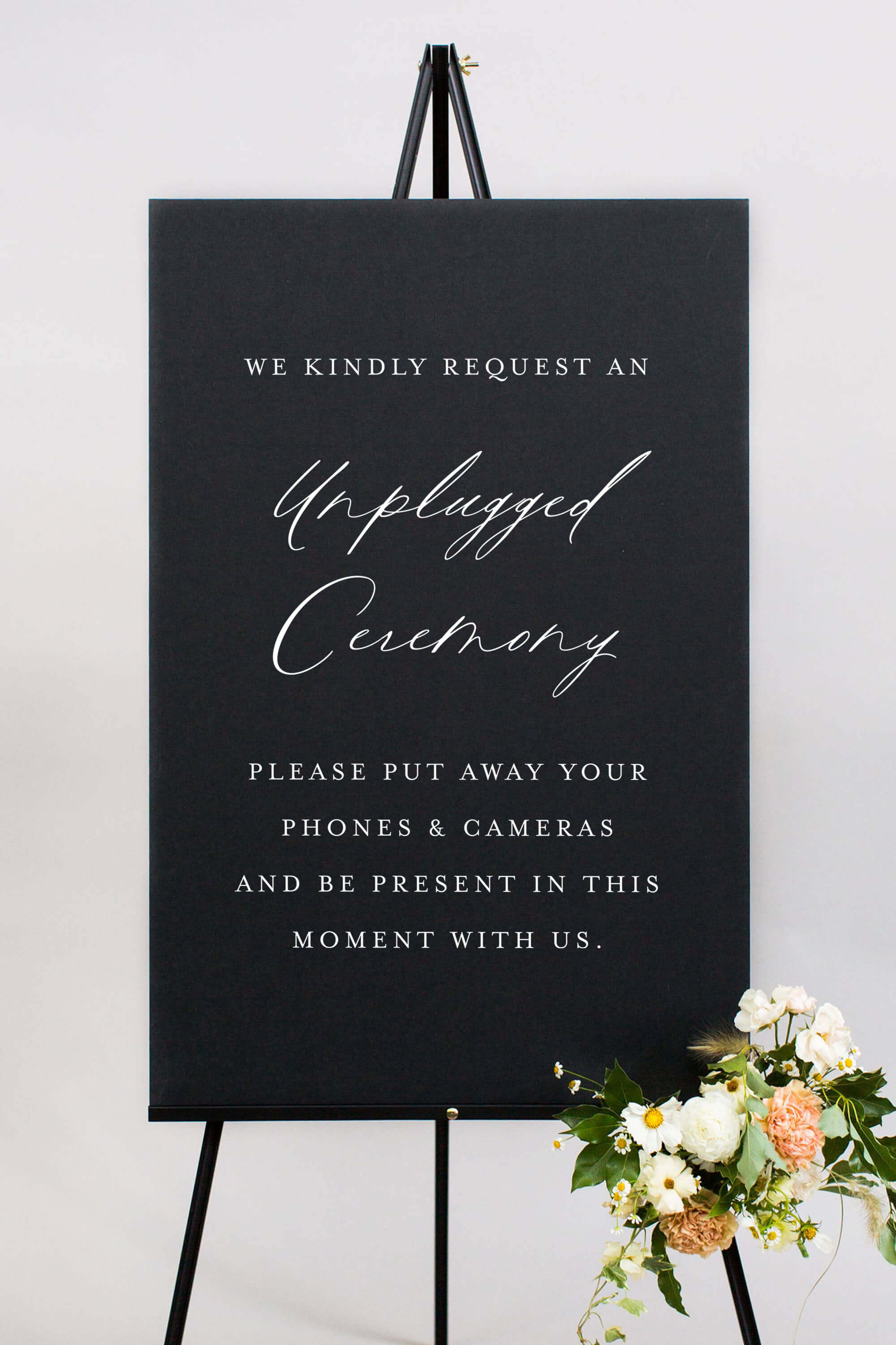 Black Unplugged Wedding Sign