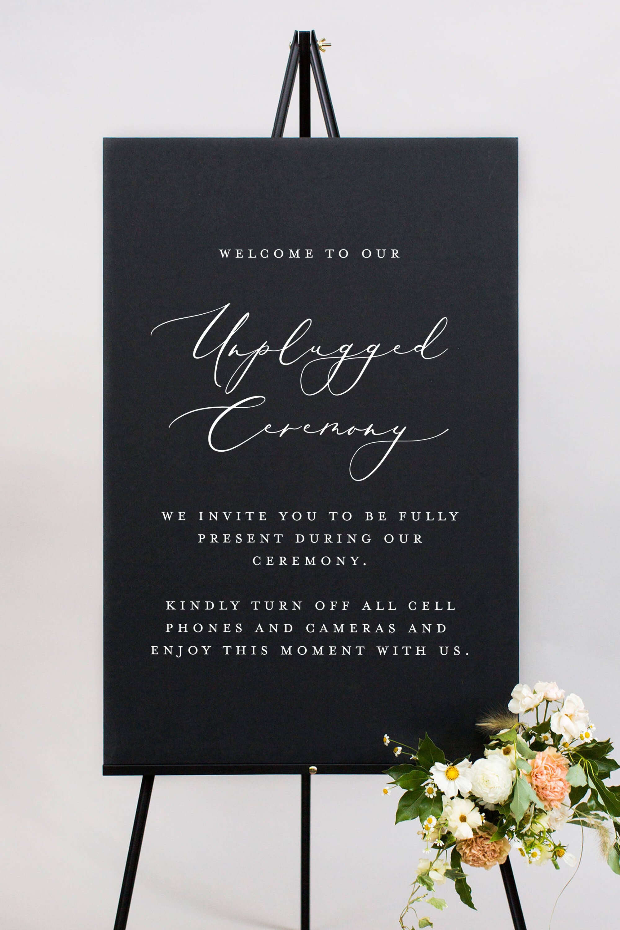 Black Unplugged Wedding Signs