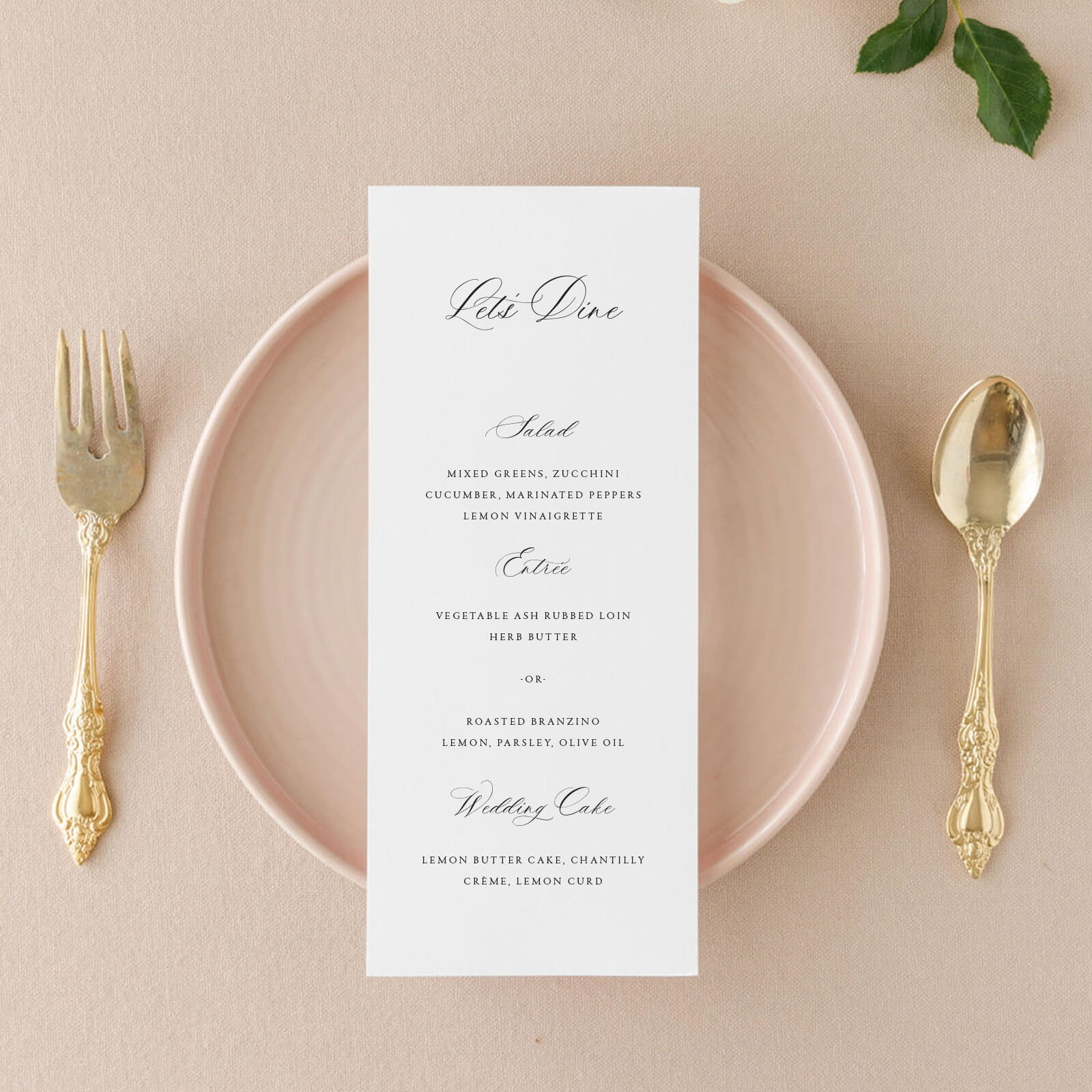 Wedding Menu Card Lily Roe Co.