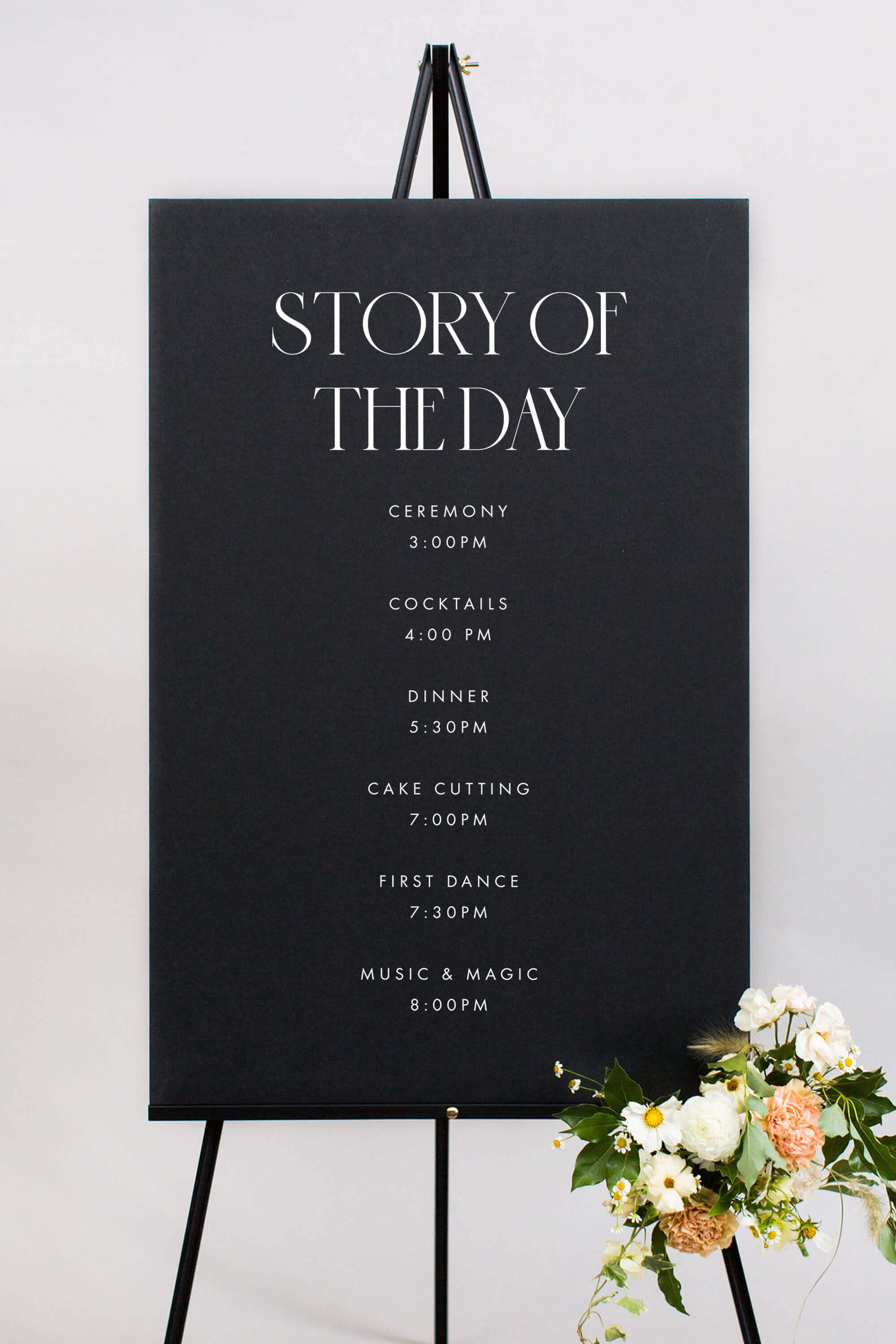 Wedding Timeline Of Events Sign Black