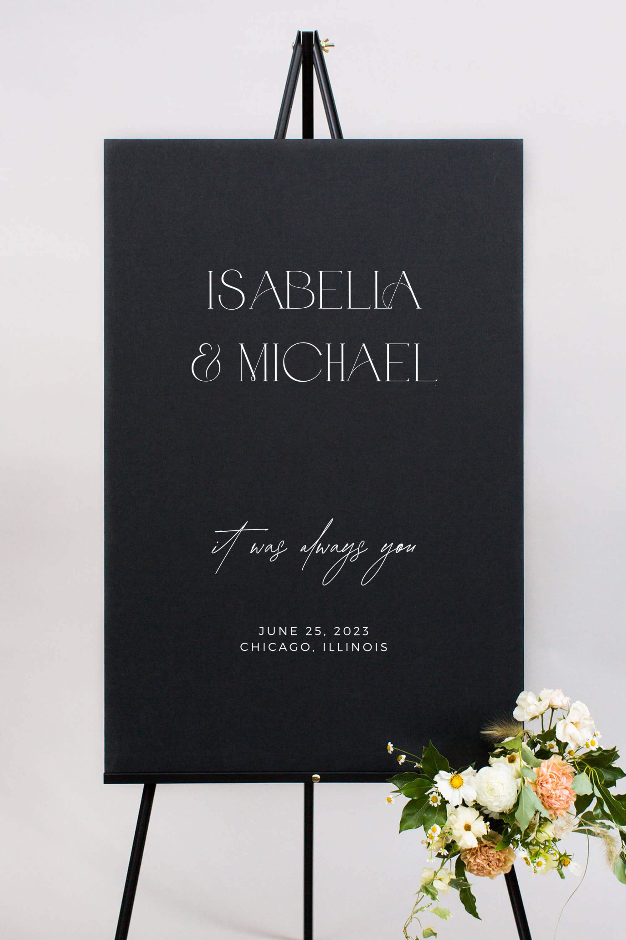 Wedding Wedding Sign on Black Foam Board Lily Roe Co.