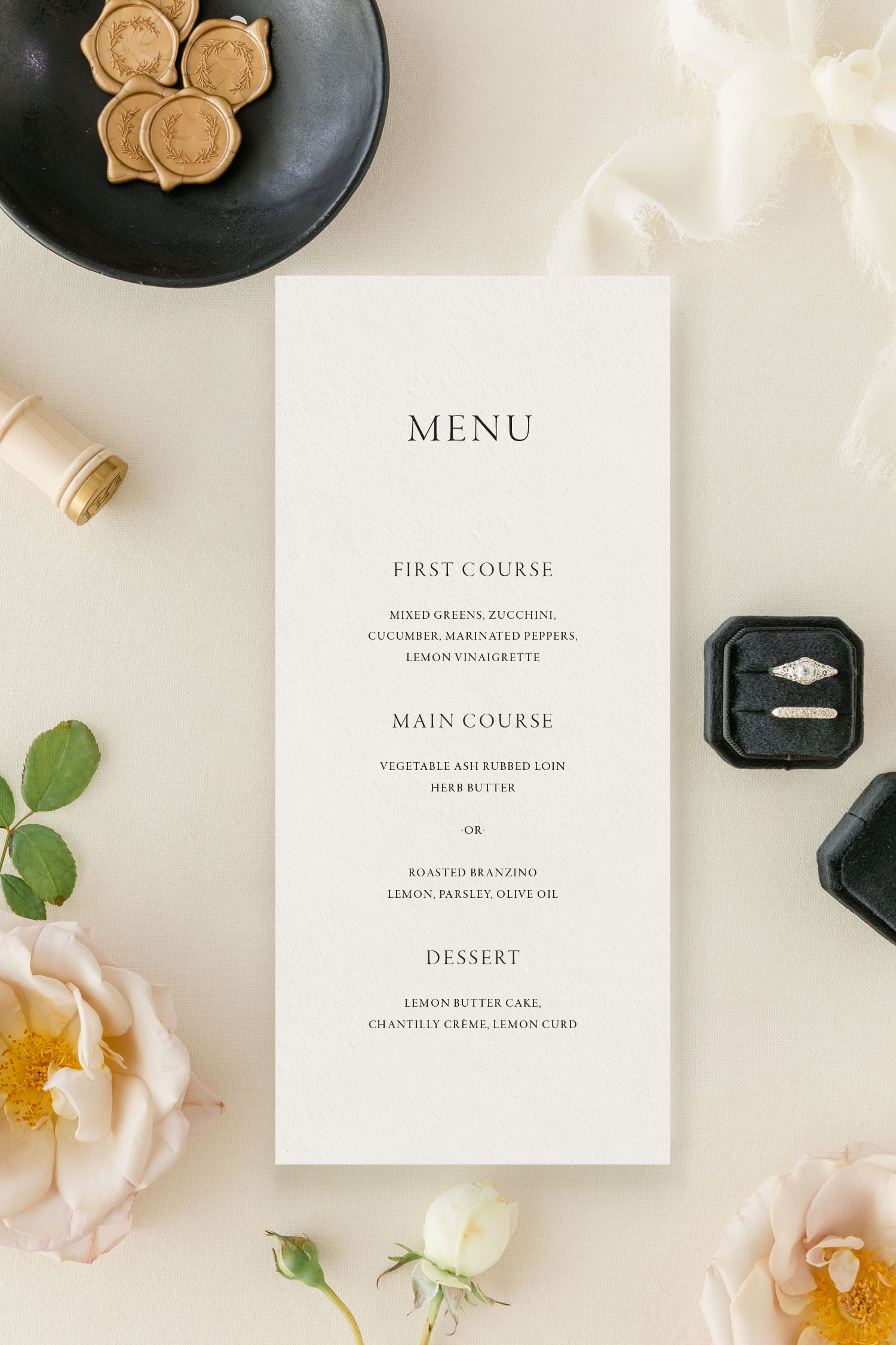 Simple Wedding Menu Cards | The Lauren