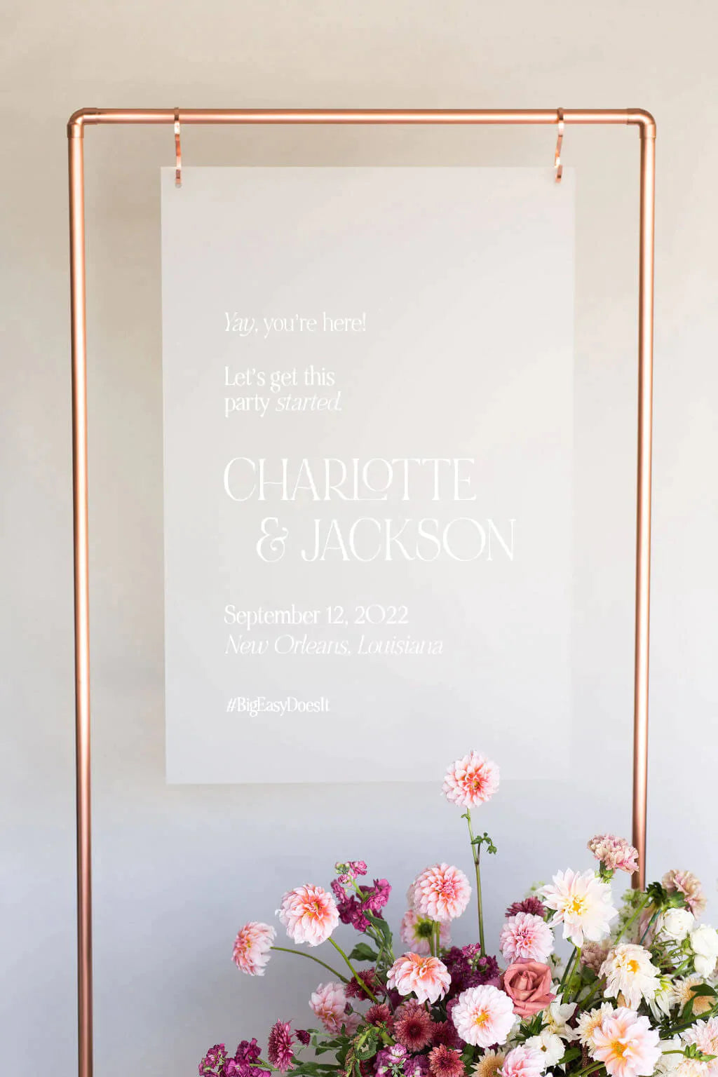 Clear Acrylic Custom Wedding Welcome Sign | The Charlotte