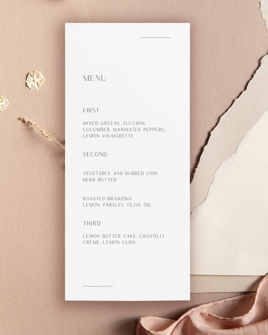 Simple Wedding Menu | The Meaghan