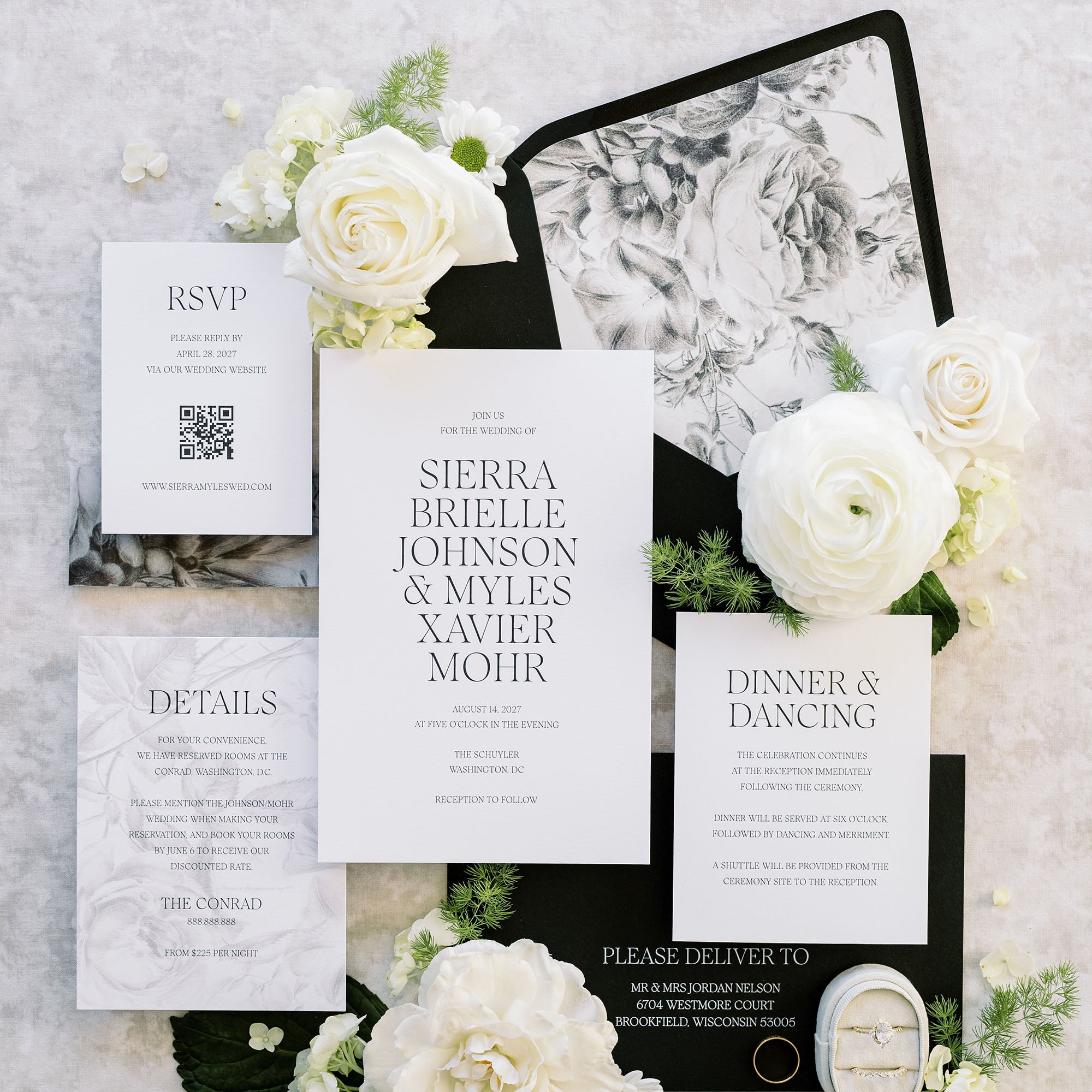 Modern Black & White Wedding Stationery Collection