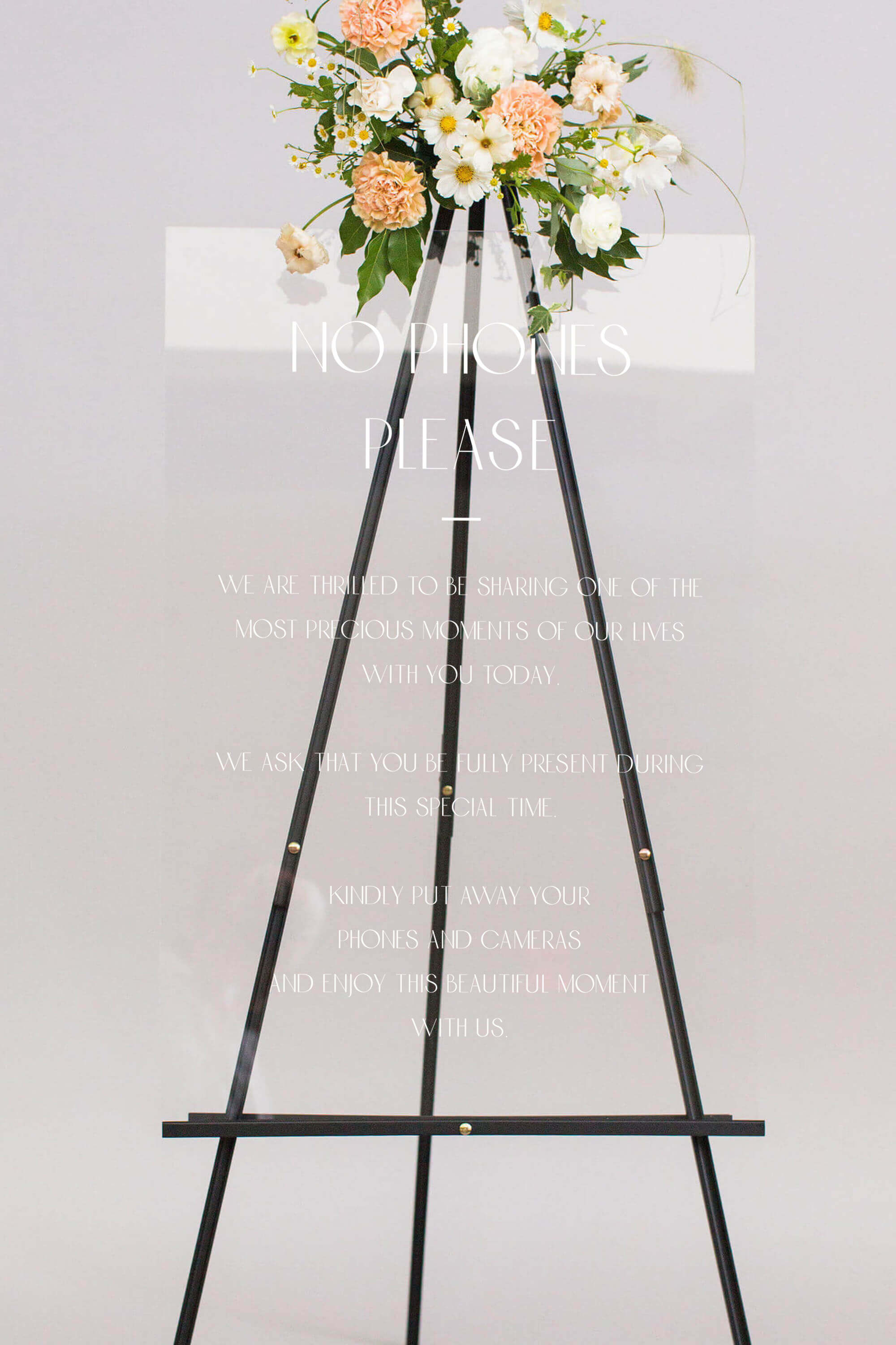 Clear Acrylic No Cell Phone Wedding Sign Lily Roe Co.