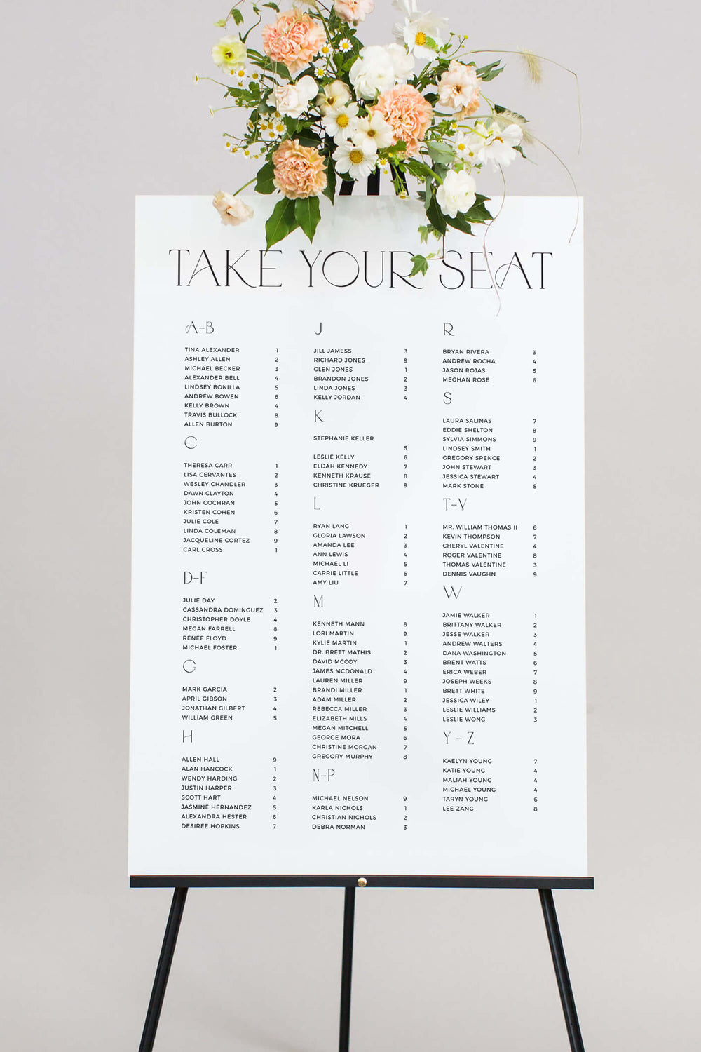 Acrylic Seating Chart | The Isabella