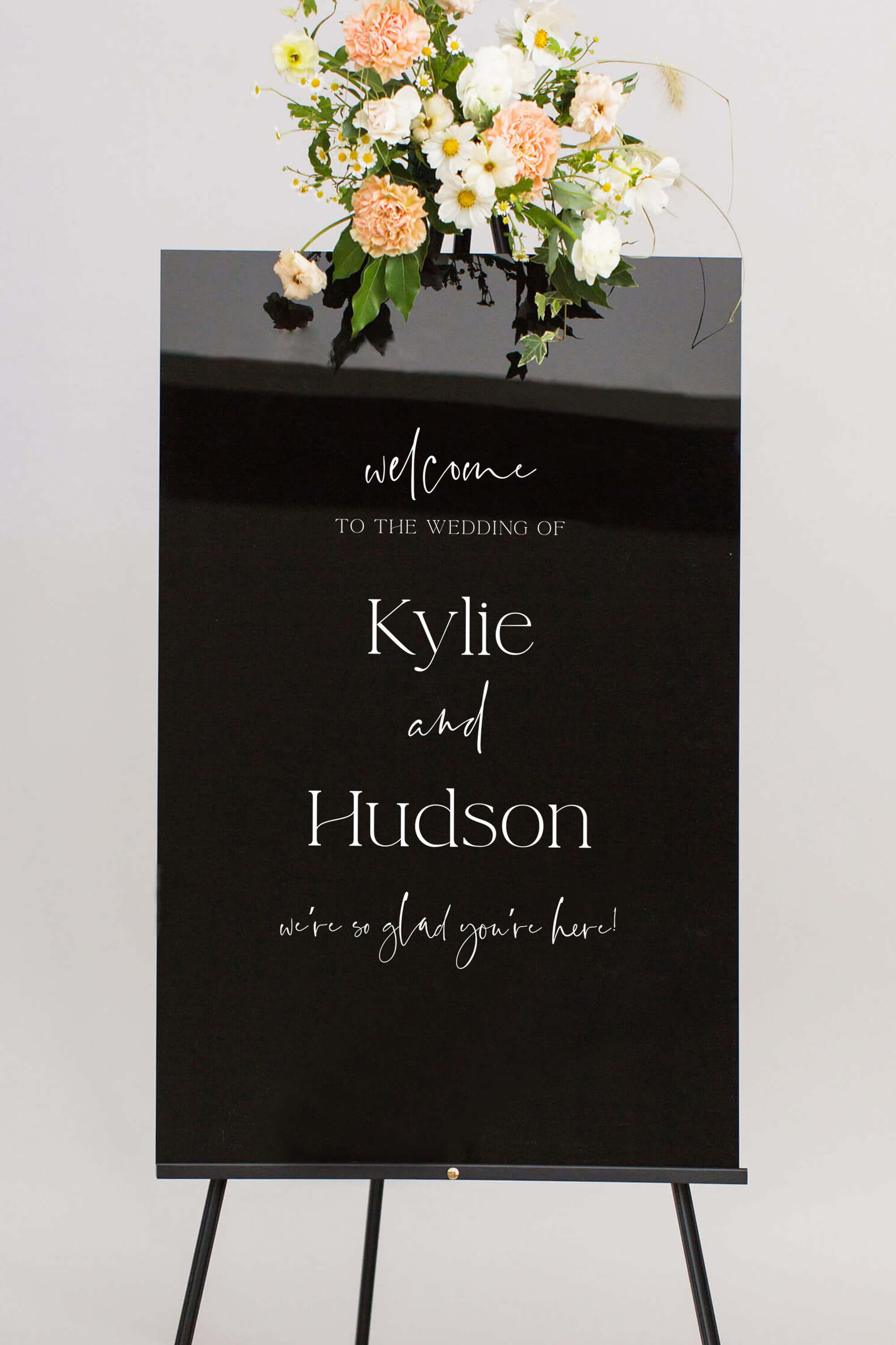 Black Acrylic Wedding Sign, White Acrylic Welcome Sign, Acrylic Wedding Welcome good Sign on Wooden Easel, Customize Acrylic