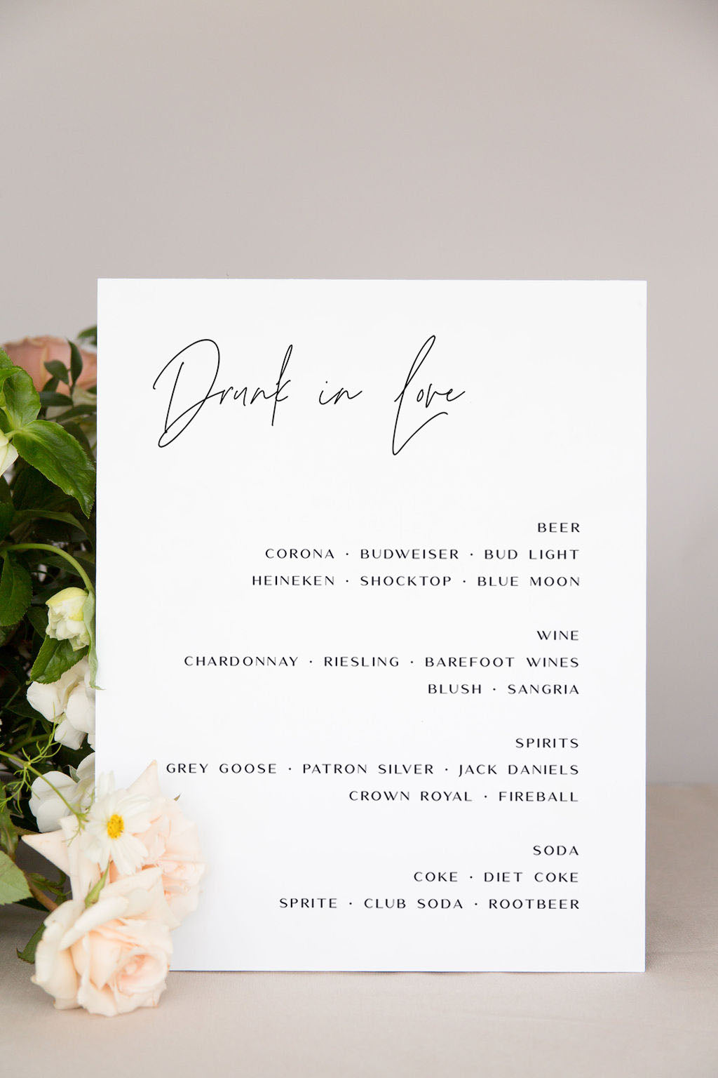 Acrylic Signature Drink Sign Wedding | The Alicia