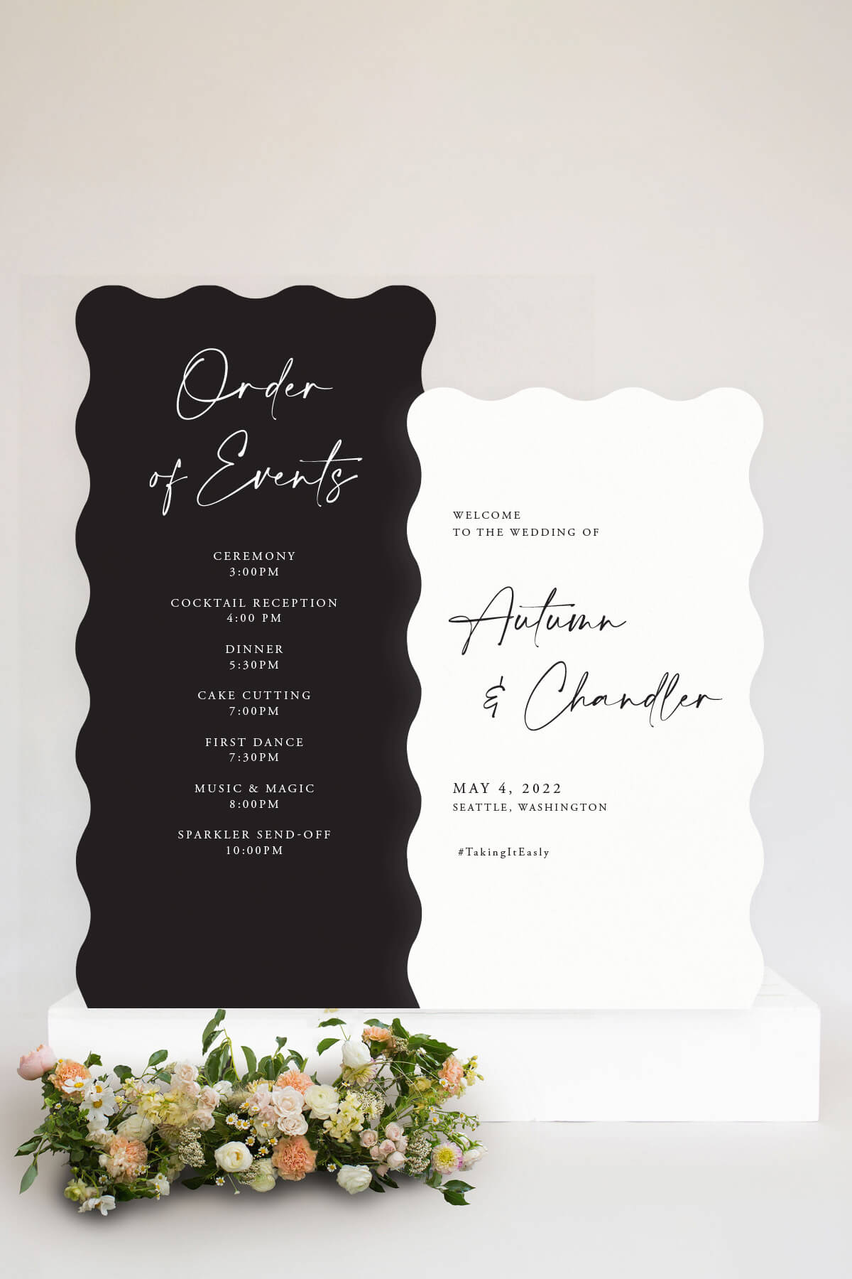 Wavy Wedding Sign Itinerary Sign 
Lily Roe Co