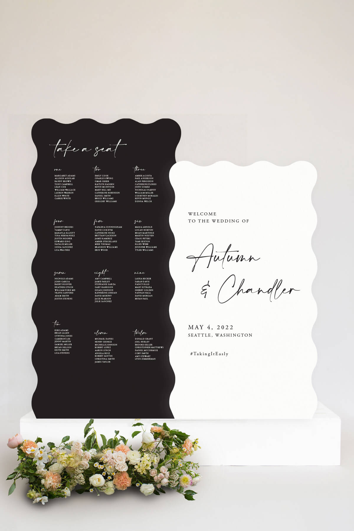 Wavy Wedding Sign Seating Chart Lily Roe Co