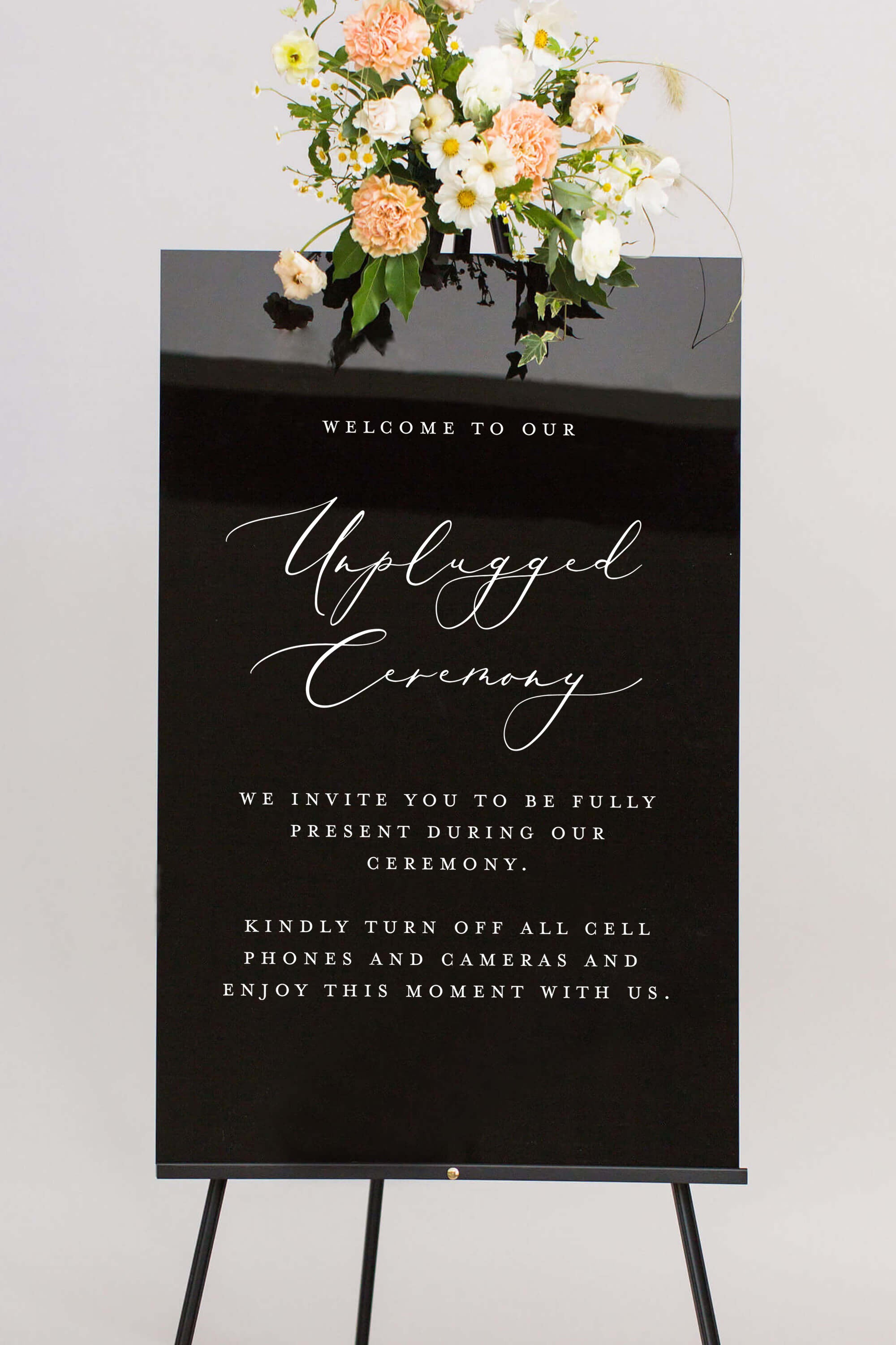Black Acrylic Unplugged Wedding Sign Lily Roe Co.
