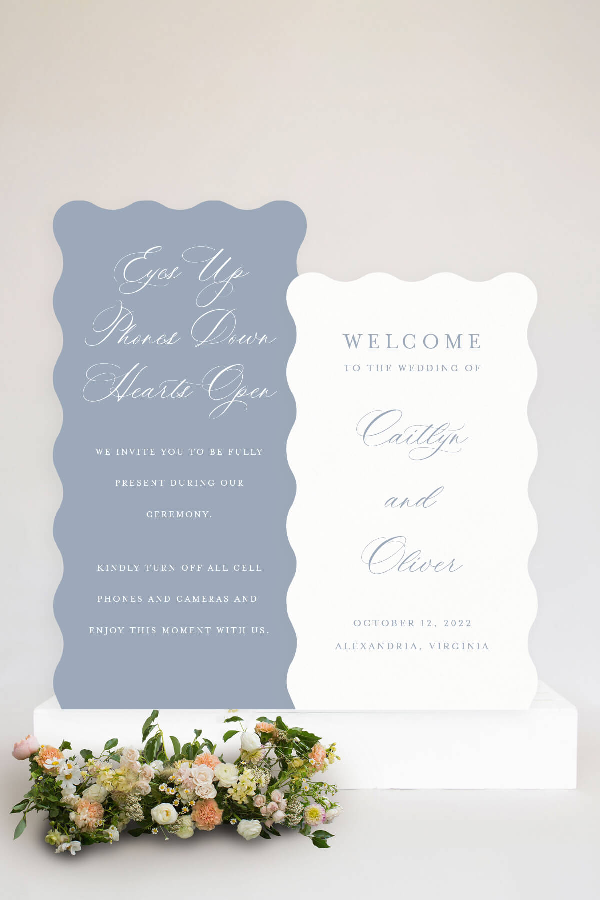 Wavy Edge Welcome Sign With Unplugged Ceremony Sign Lily Roe Co