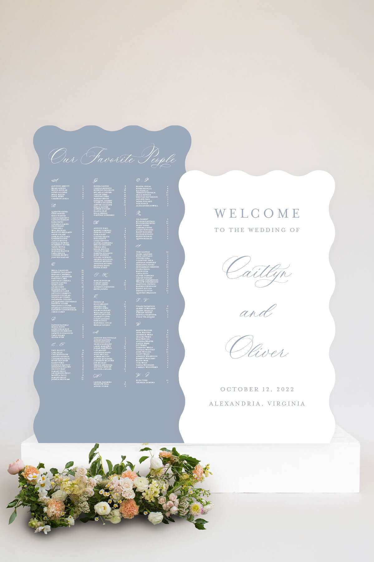 Wavy Edge Welcome Sign With Seating Chart Lily Roe Co