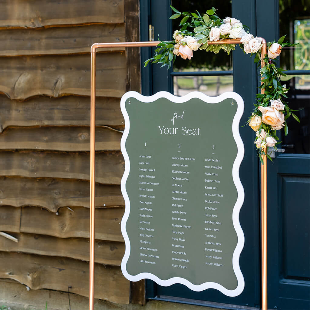 Custom Seating Chart Wedding Sign Green Wave Lily And Roe Co.
