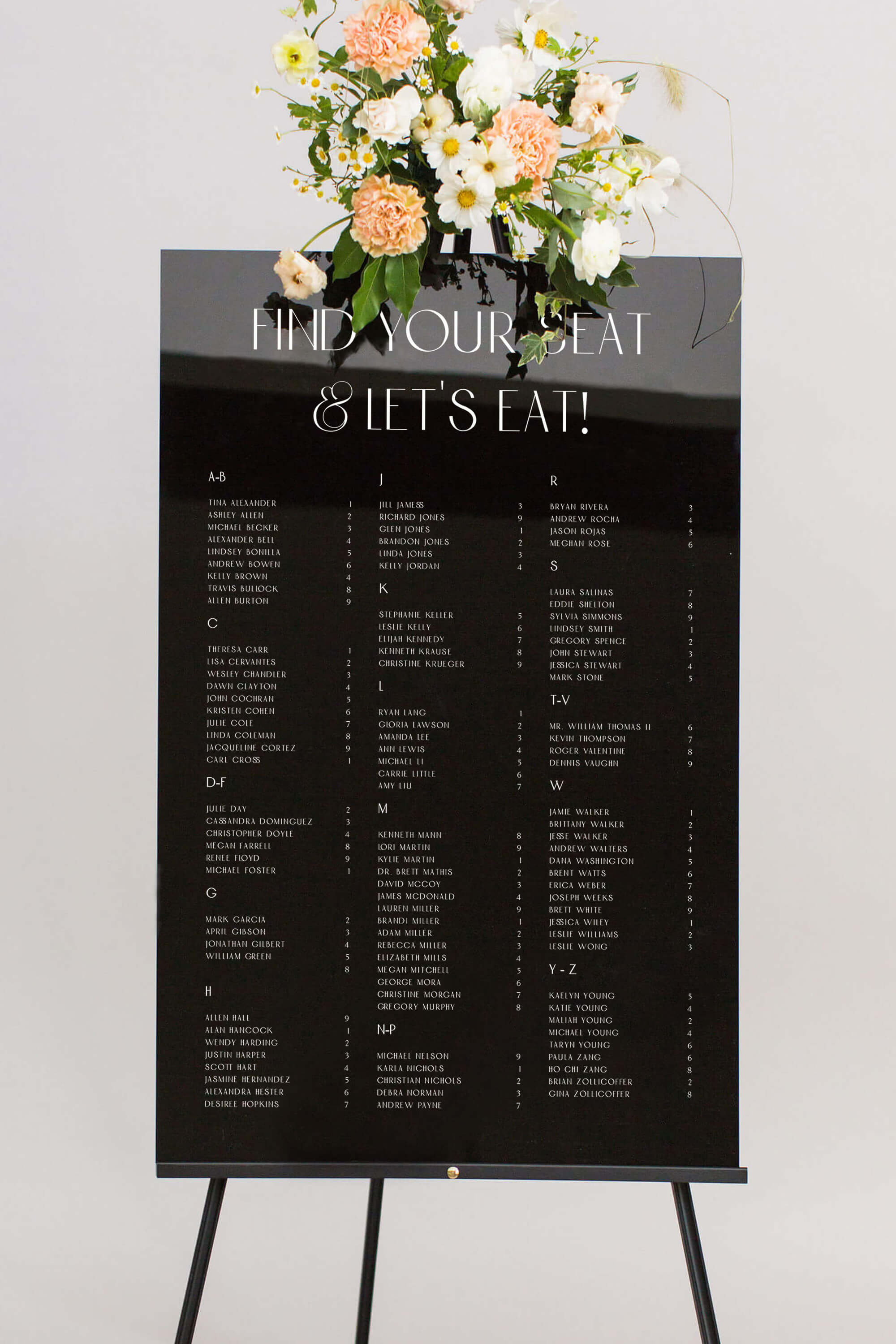 Acrylic Seating Chart, Wedding Seating Chart, 2024 Find Your Seat Sign