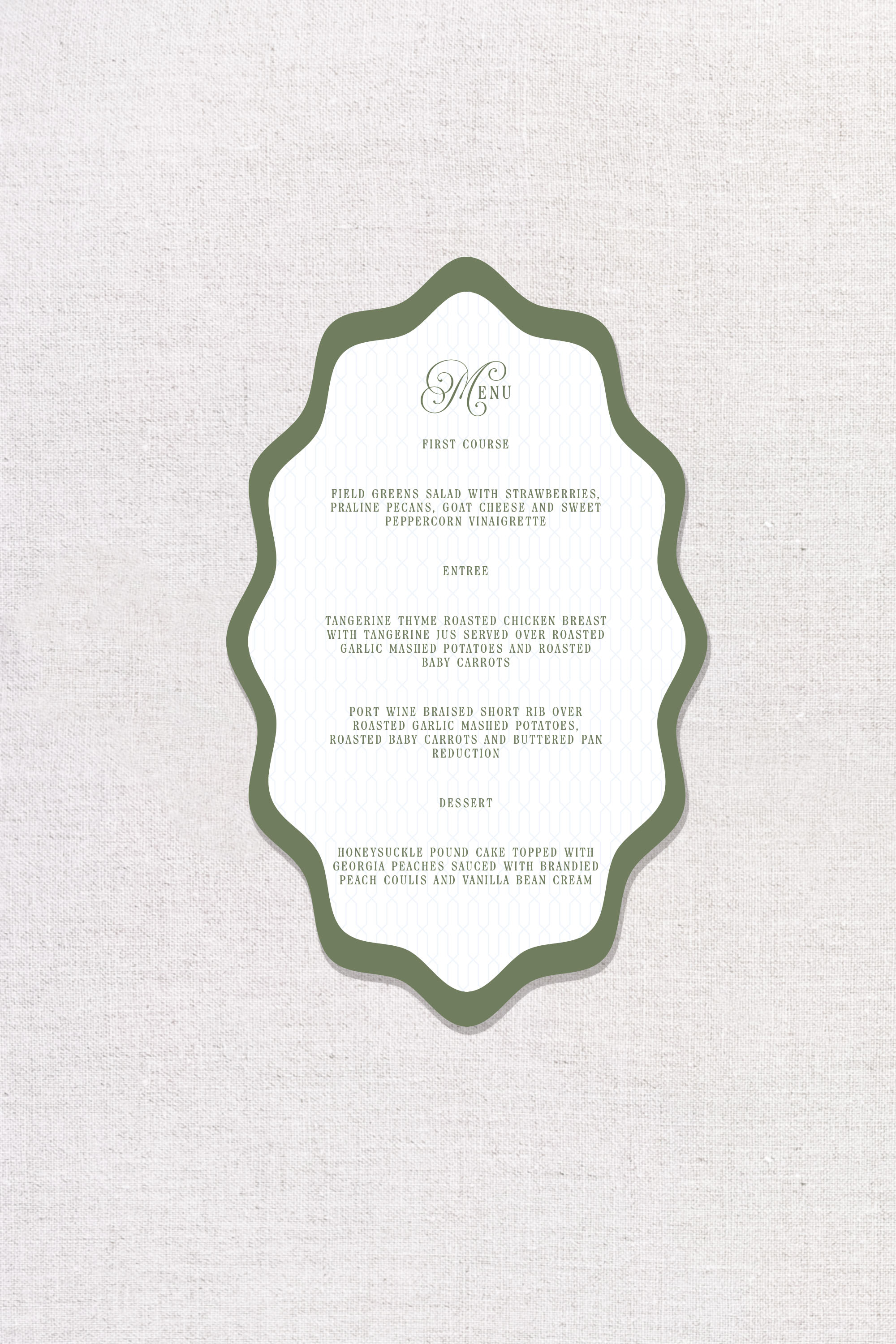 The Eden Wedding Menu Card