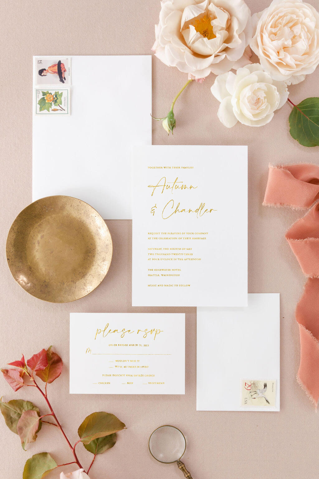 Gold Foil Invitations Lily Roe co