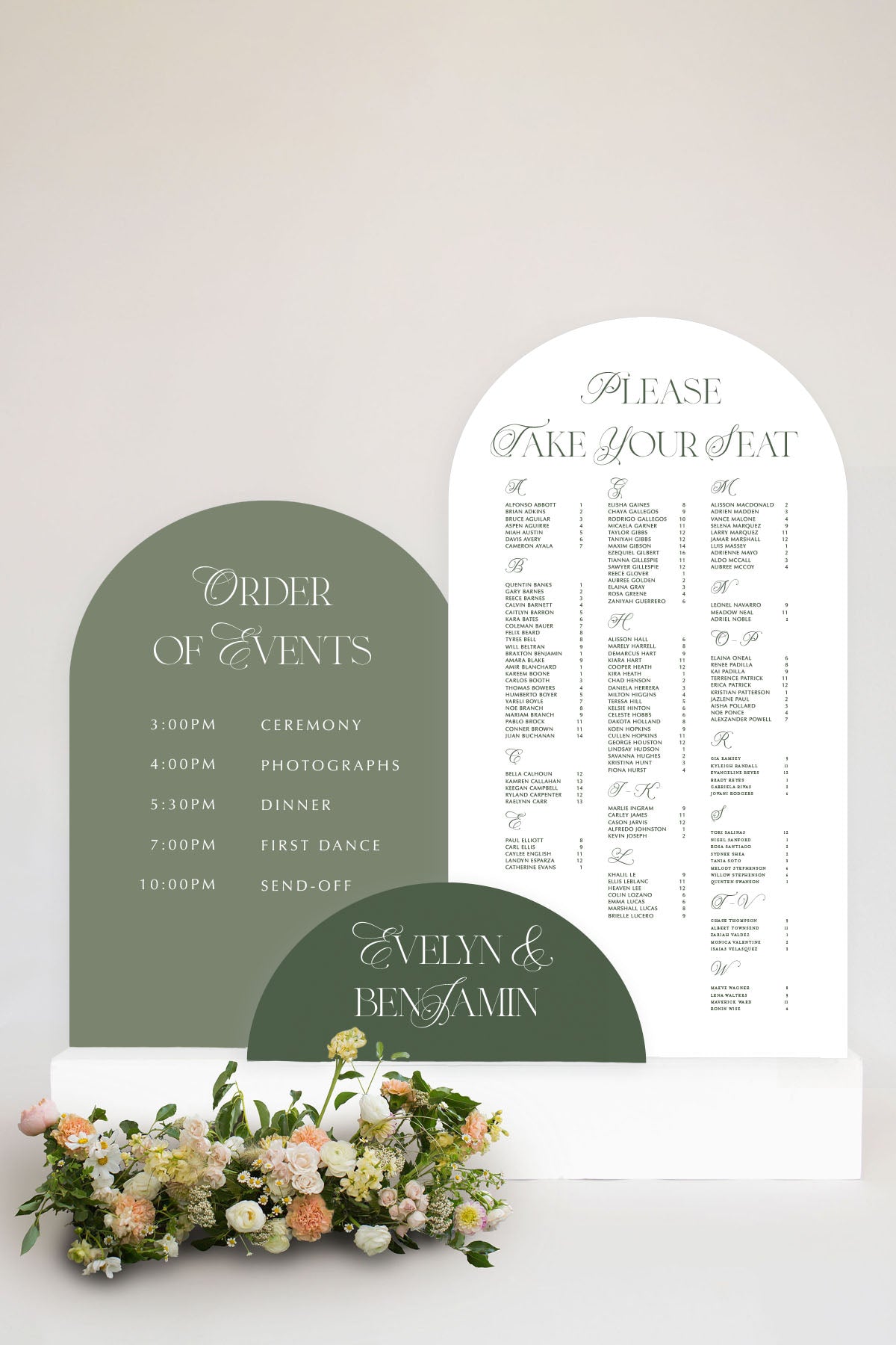 Green Wedding Seating Chart