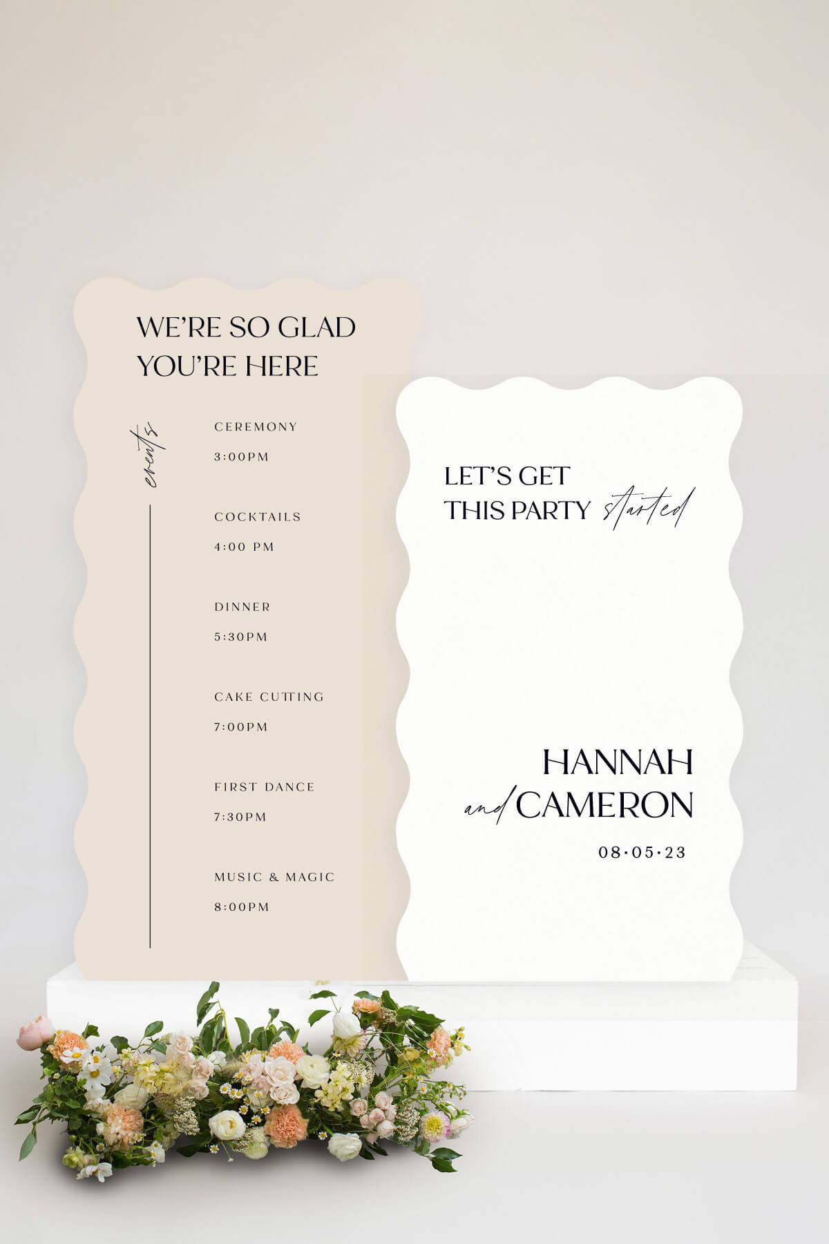 Wavy Wedding Schedule Sign The Hannah Lily Roe Co